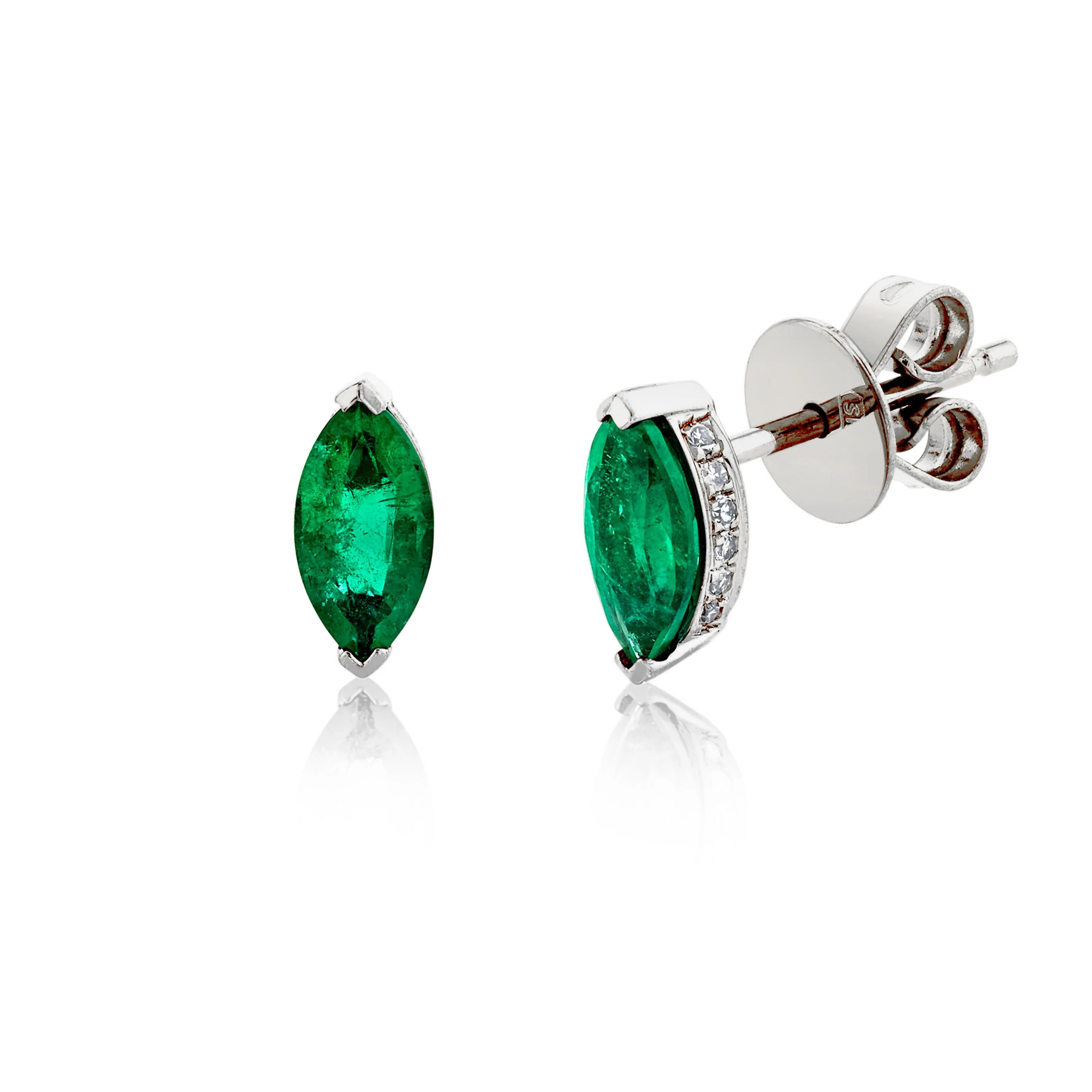 EMERALD MARQUISE HALO STUDS - Image 4
