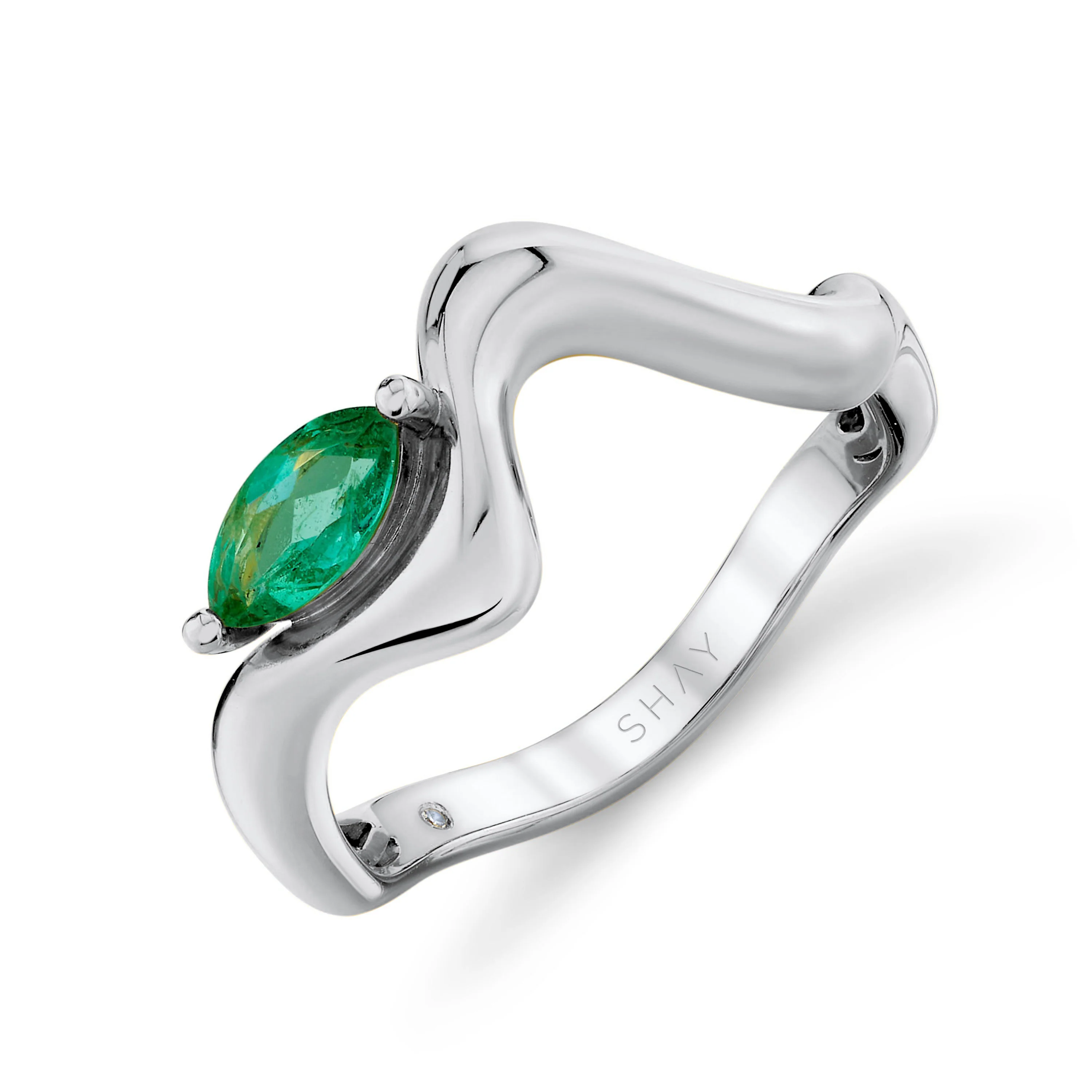 EMERALD MARQUISE WAVE RING - Image 4
