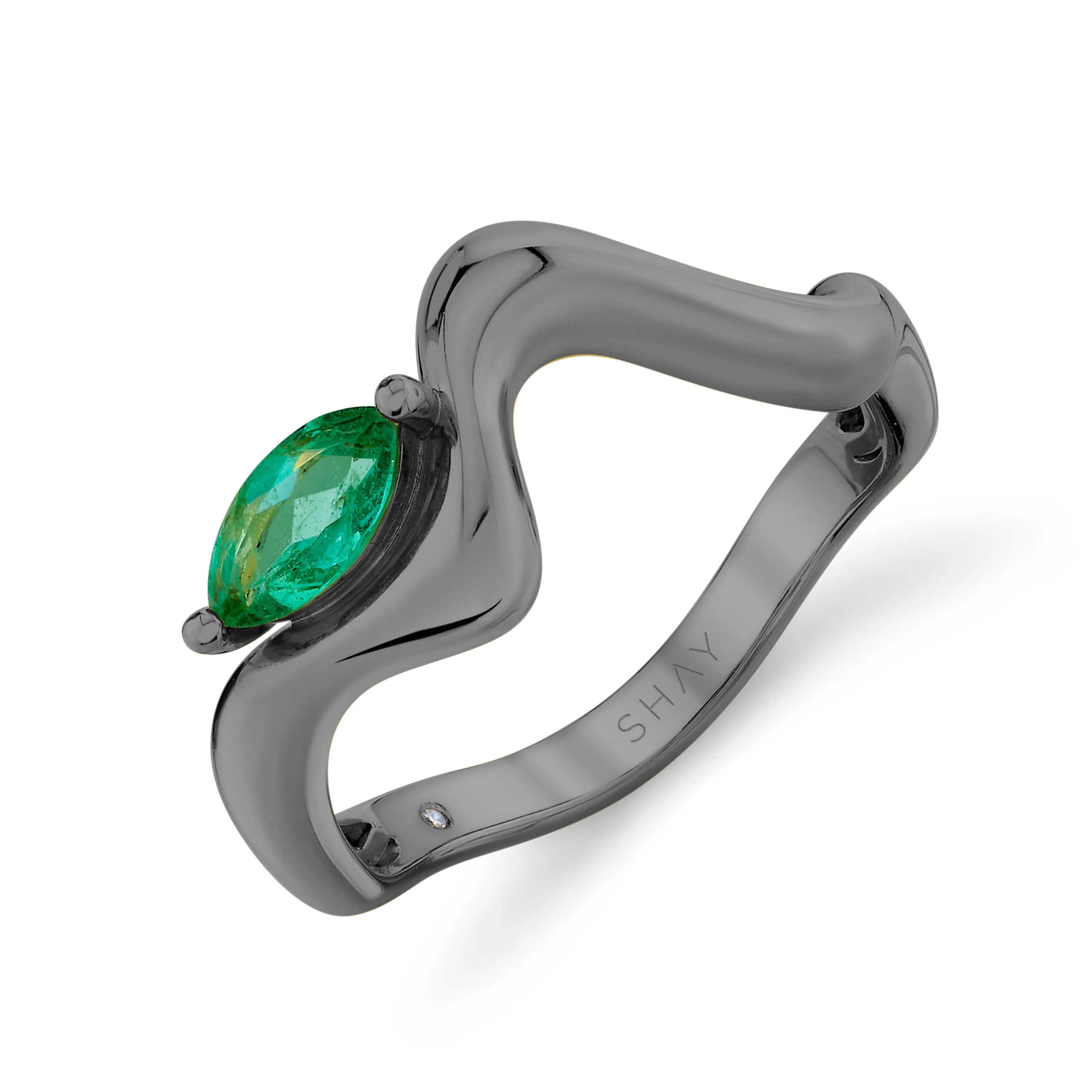 EMERALD MARQUISE WAVE RING - Image 5
