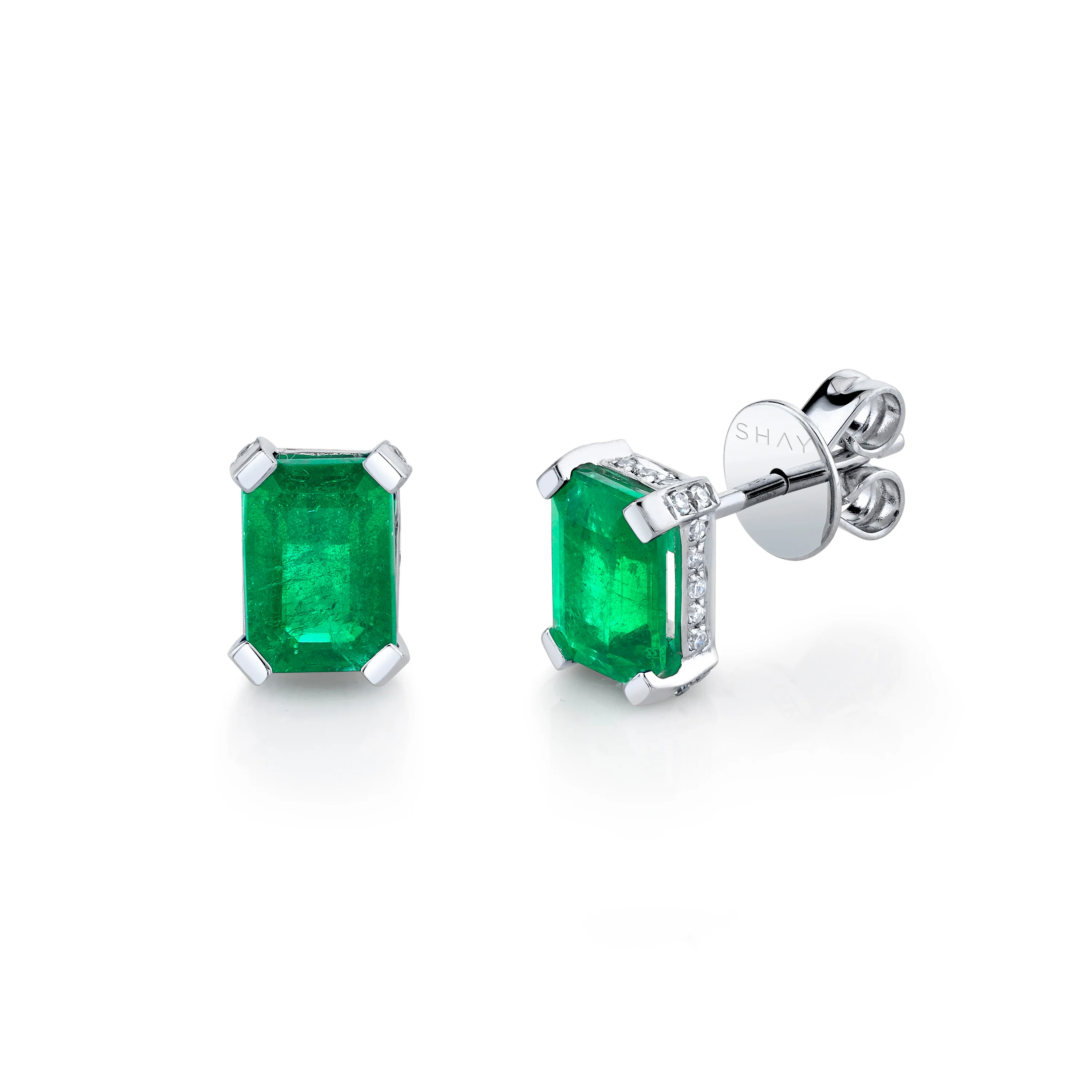 EMERALD RECTANGLE HALO STUDS - Image 3