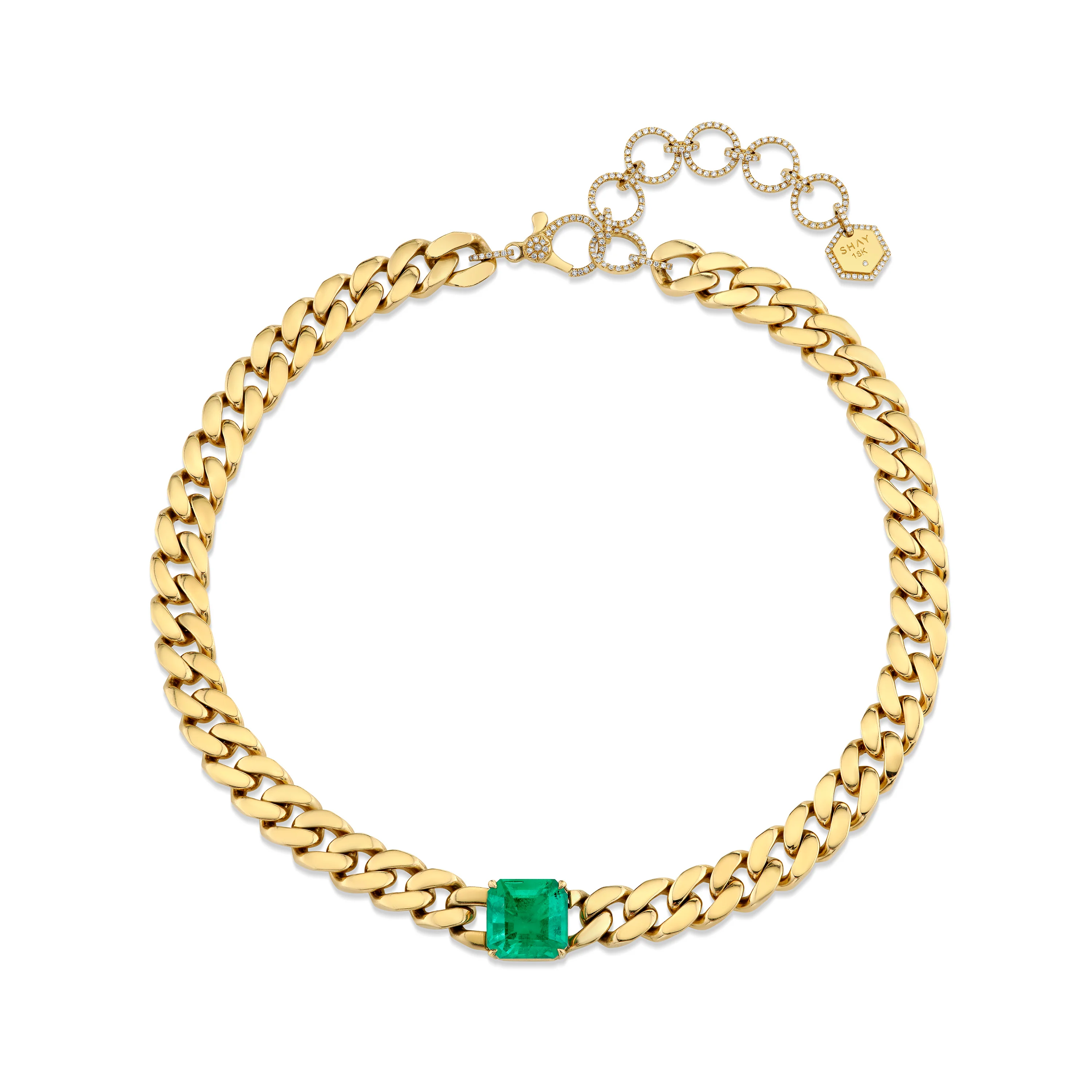 EMERALD SOLID GOLD FLAT LINK CHOKER - Image 3