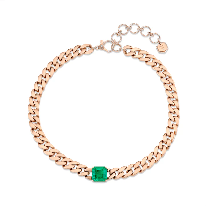 EMERALD SOLID GOLD FLAT LINK CHOKER - Image 4
