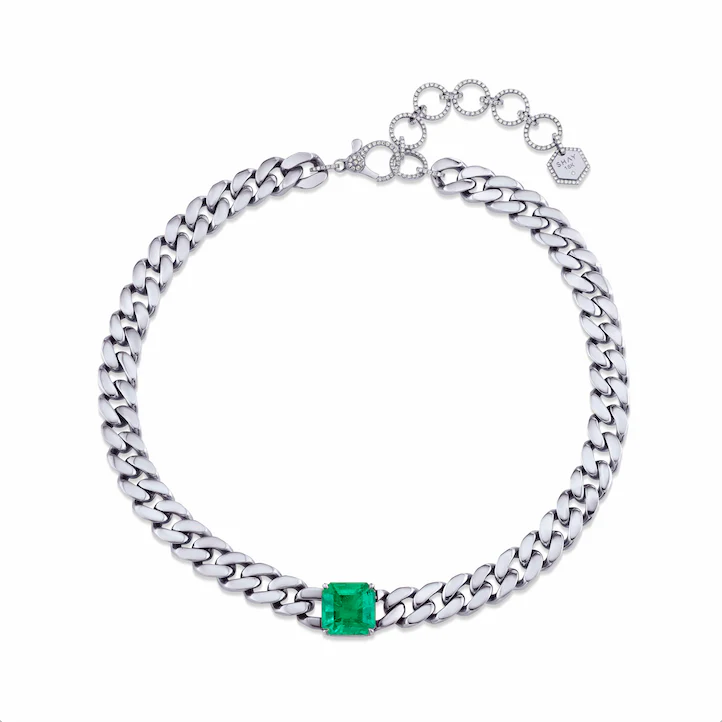 EMERALD SOLID GOLD FLAT LINK CHOKER - Image 5