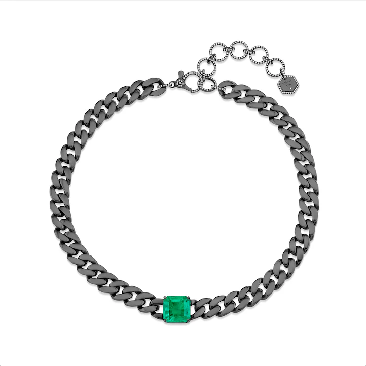 EMERALD SOLID GOLD FLAT LINK CHOKER - Image 6