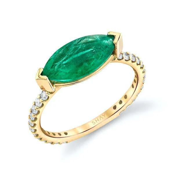 EMERALD SOLITAIRE MARQUISE PINKY RING - Image 4