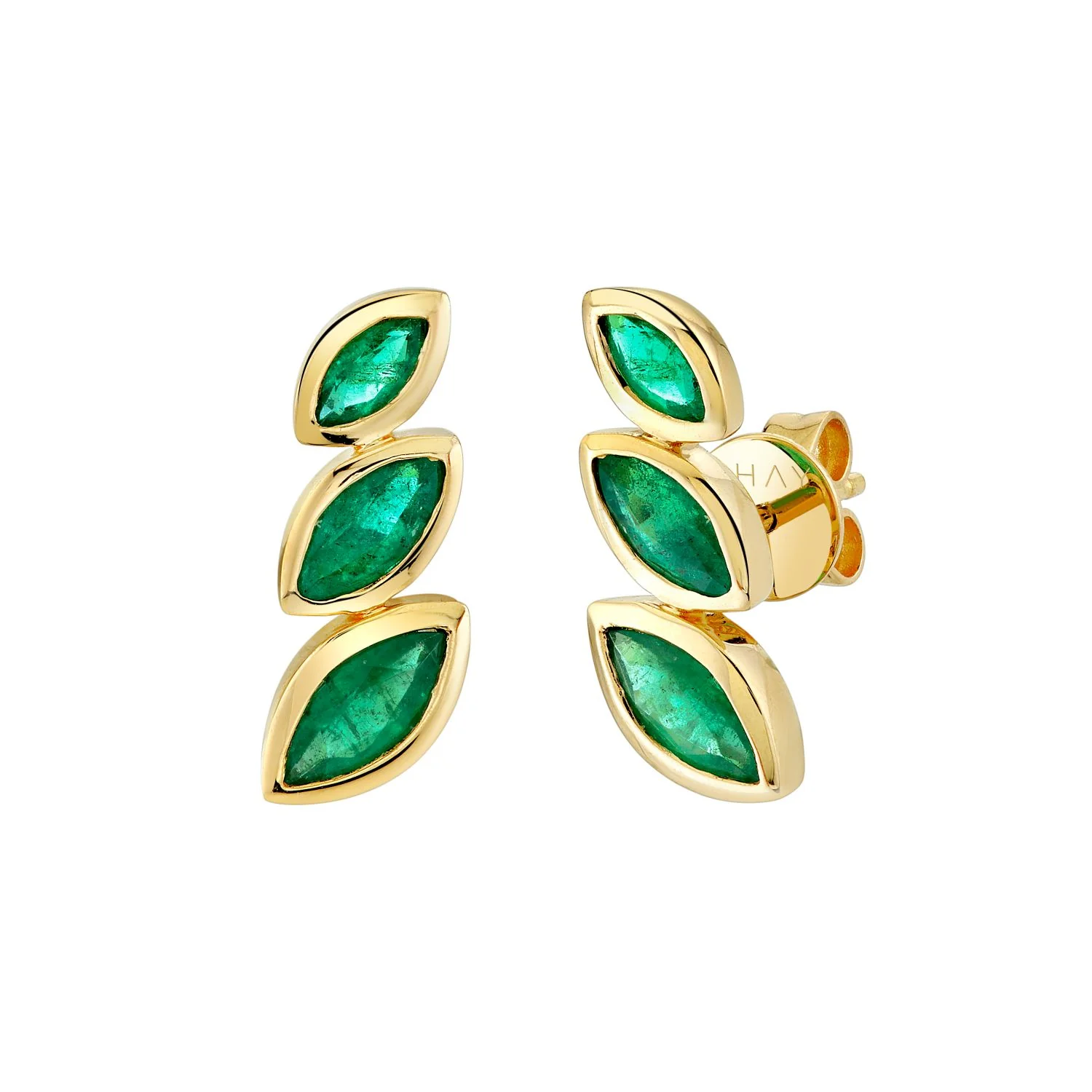 EMERALD STACKED MARQUISE STUDS - Image 3