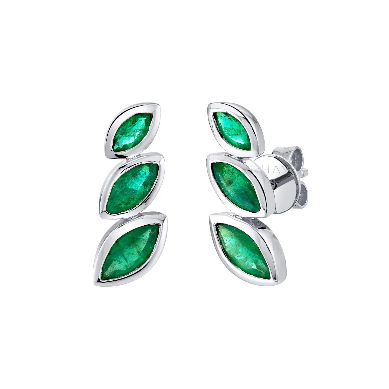 EMERALD STACKED MARQUISE STUDS - Image 4