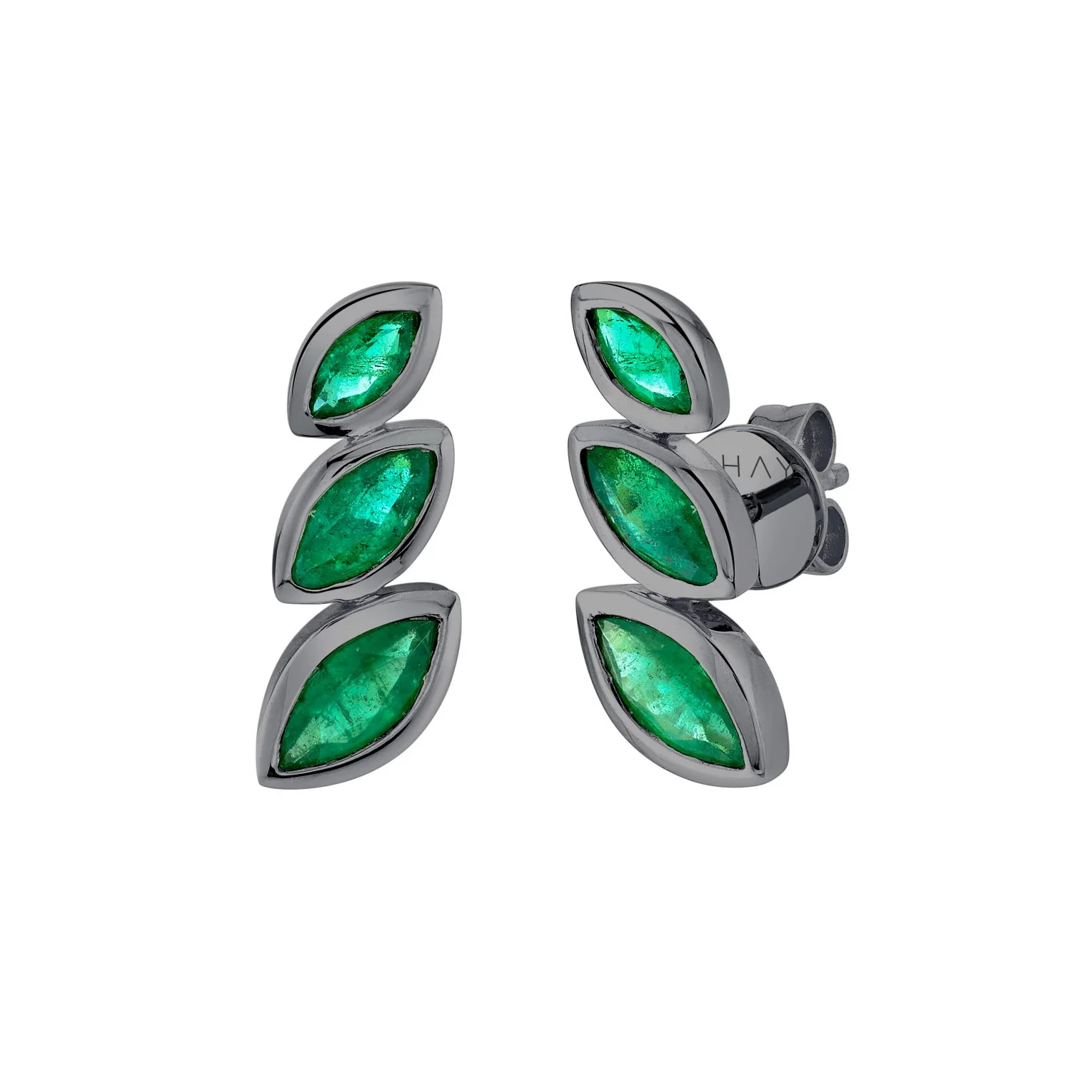 EMERALD STACKED MARQUISE STUDS - Image 5