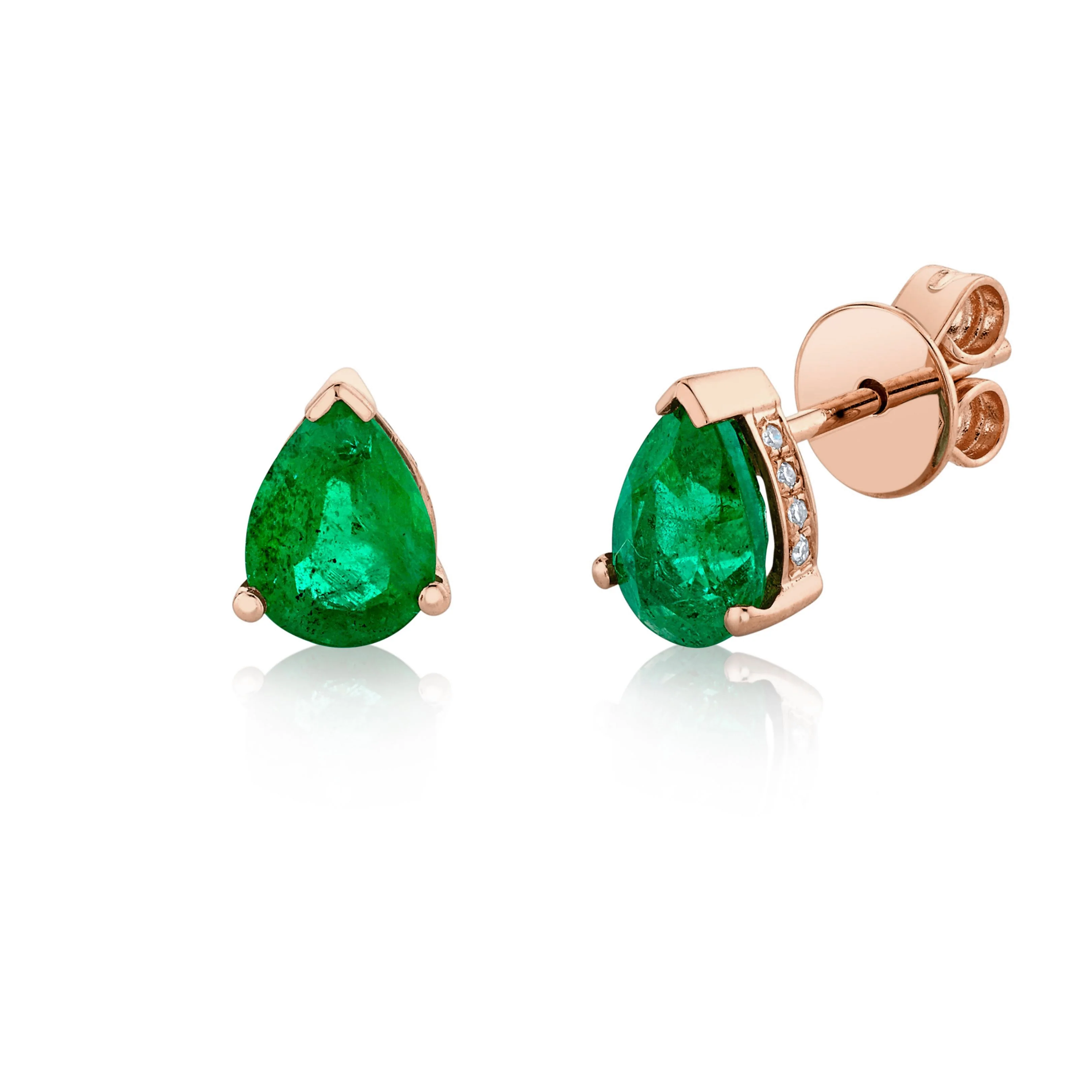 EMERALD TEARDROP HALO  STUDS - Image 2