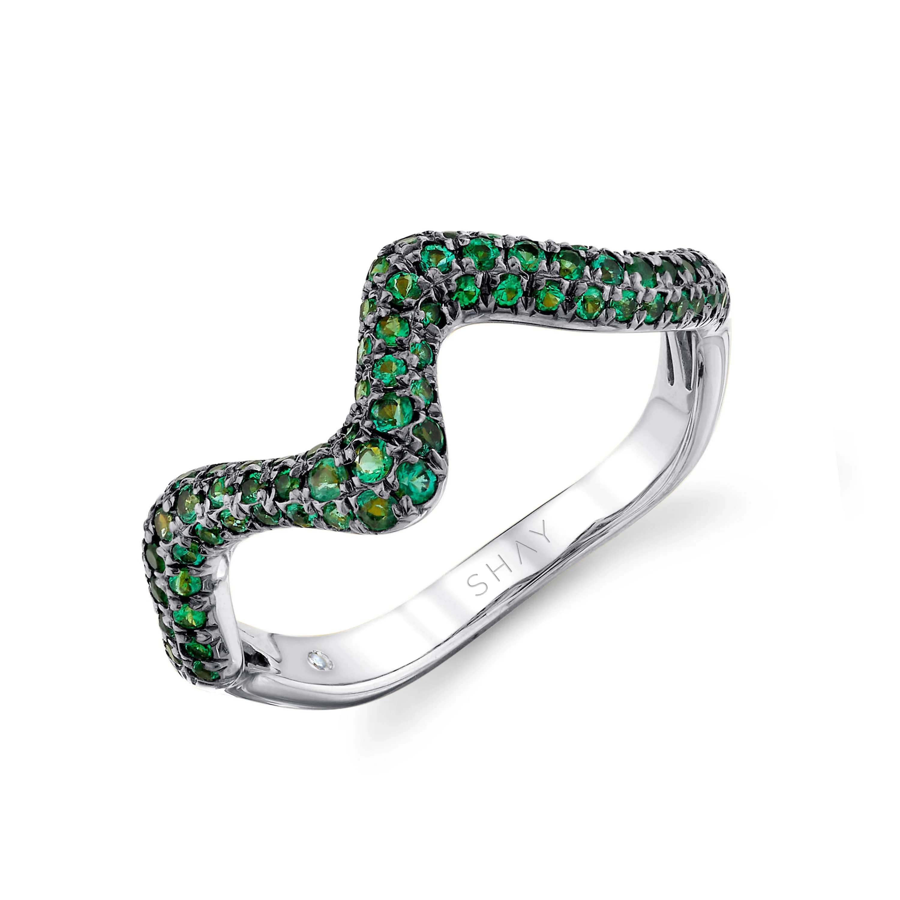 EMERALD WAVE PINKY RING - Image 2
