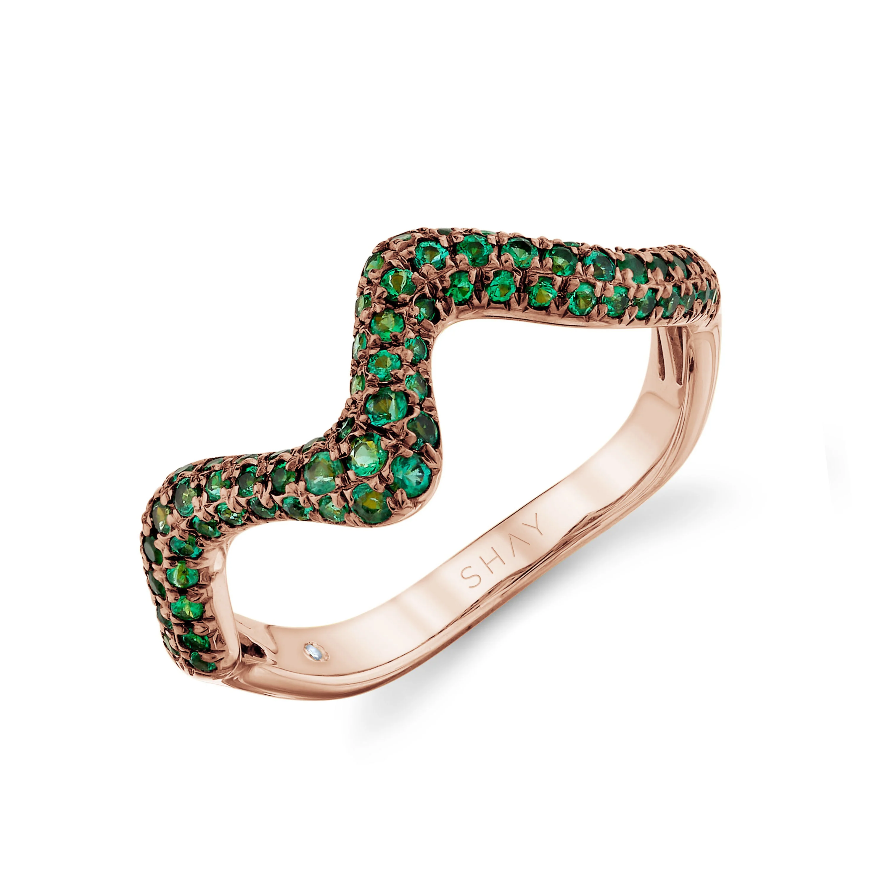 EMERALD WAVE PINKY RING - Image 3