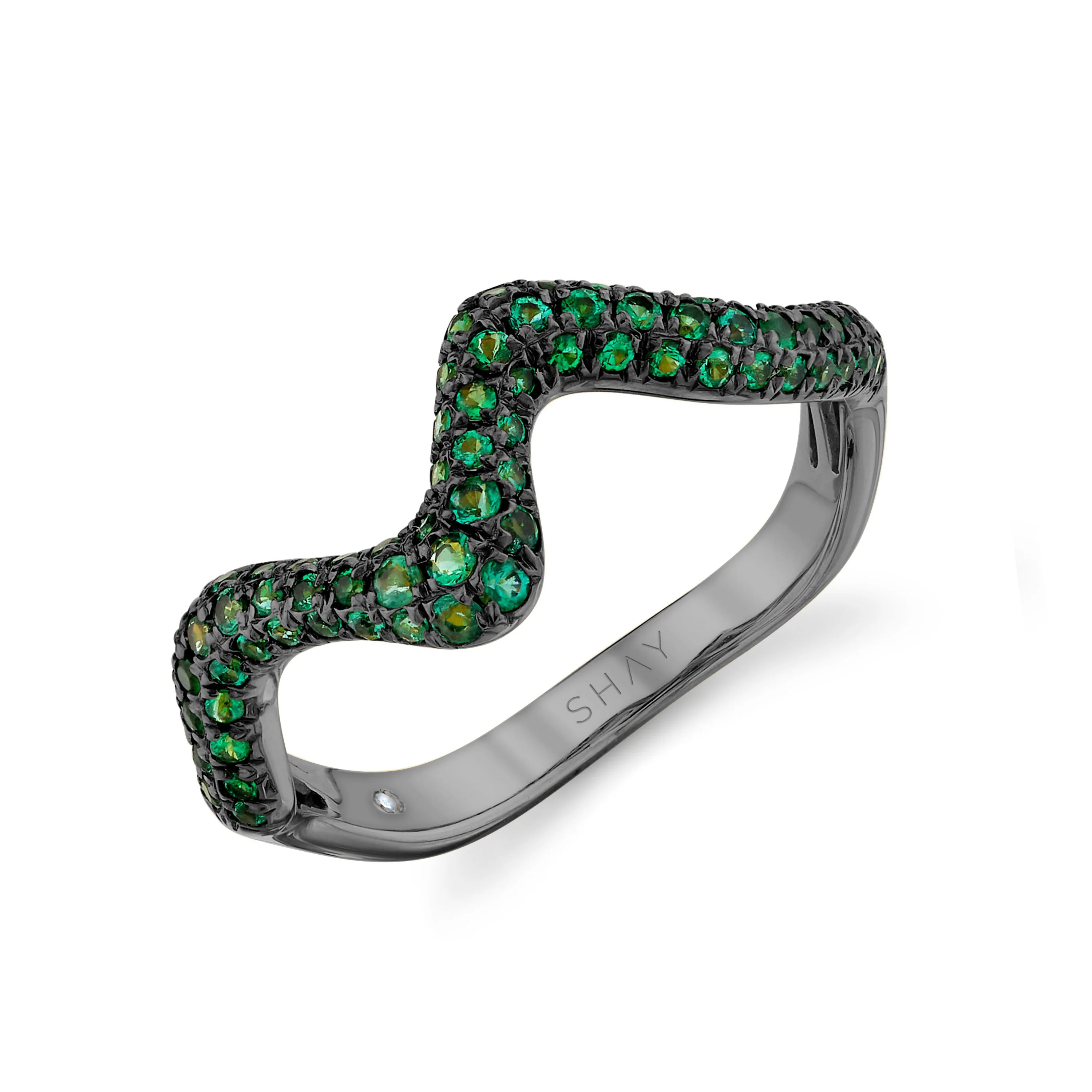 EMERALD WAVE PINKY RING - Image 4