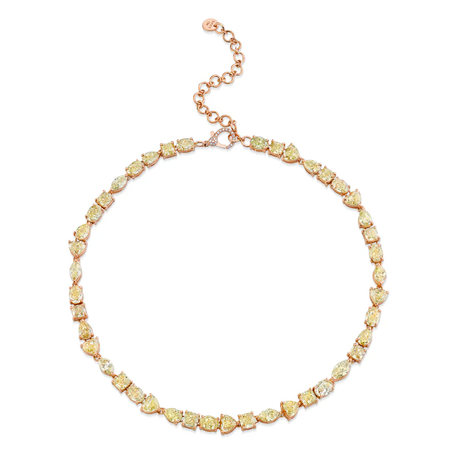 FANCY YELLOW DIAMOND MIXED TENNIS NECKLACE