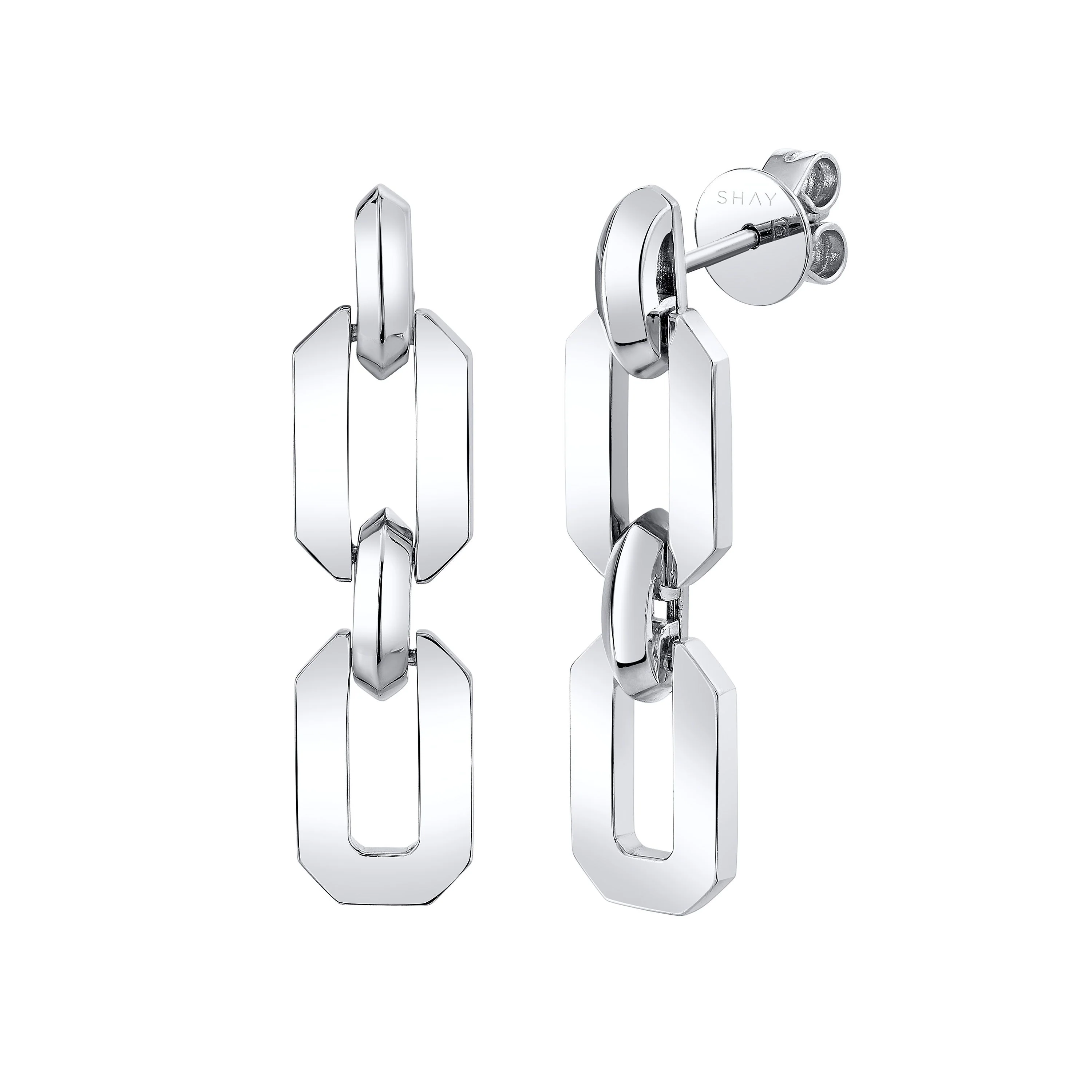 SOLID GOLD FLAT GEO LINK EARRINGS