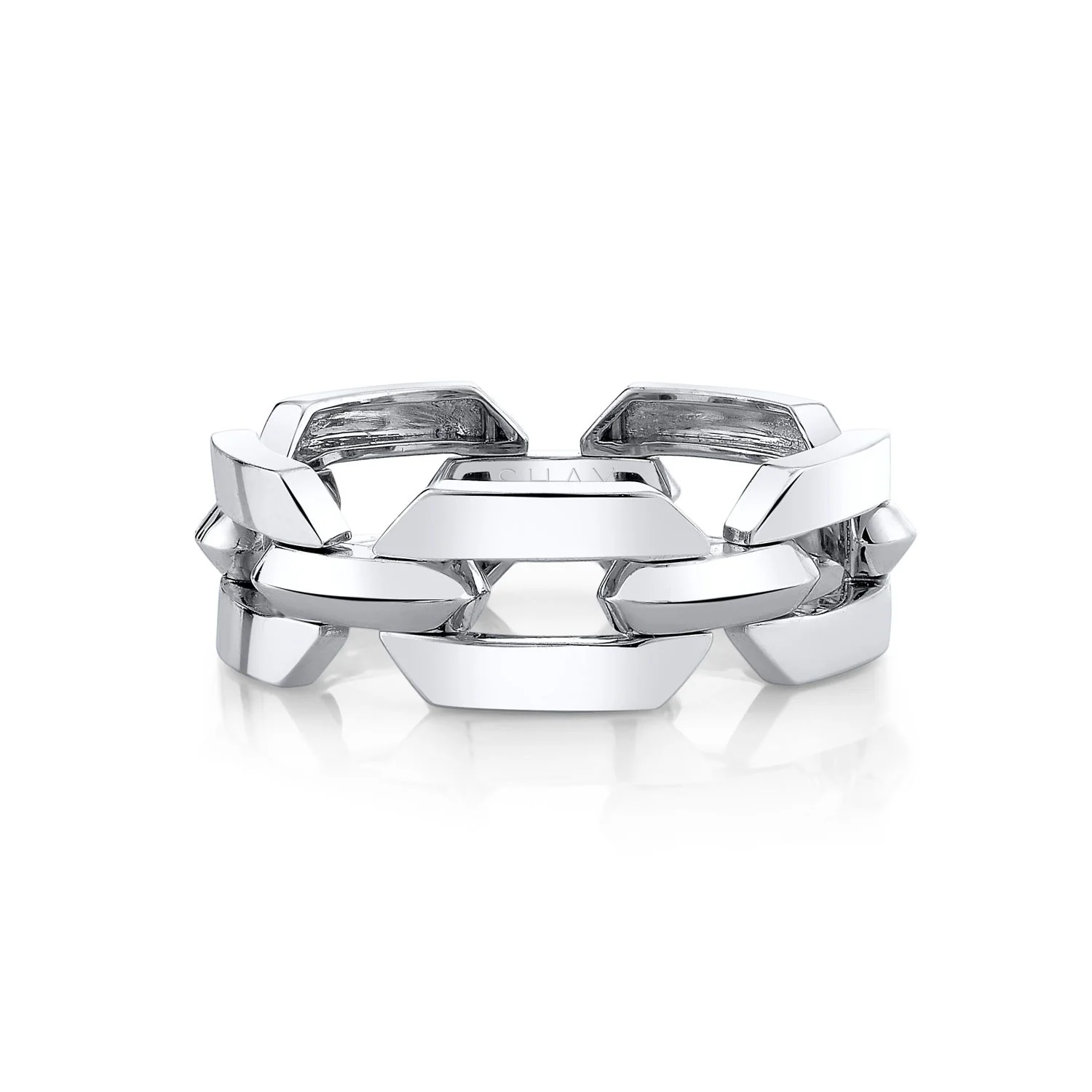 SOLID GOLD FLAT GEO LINK RING - Image 3