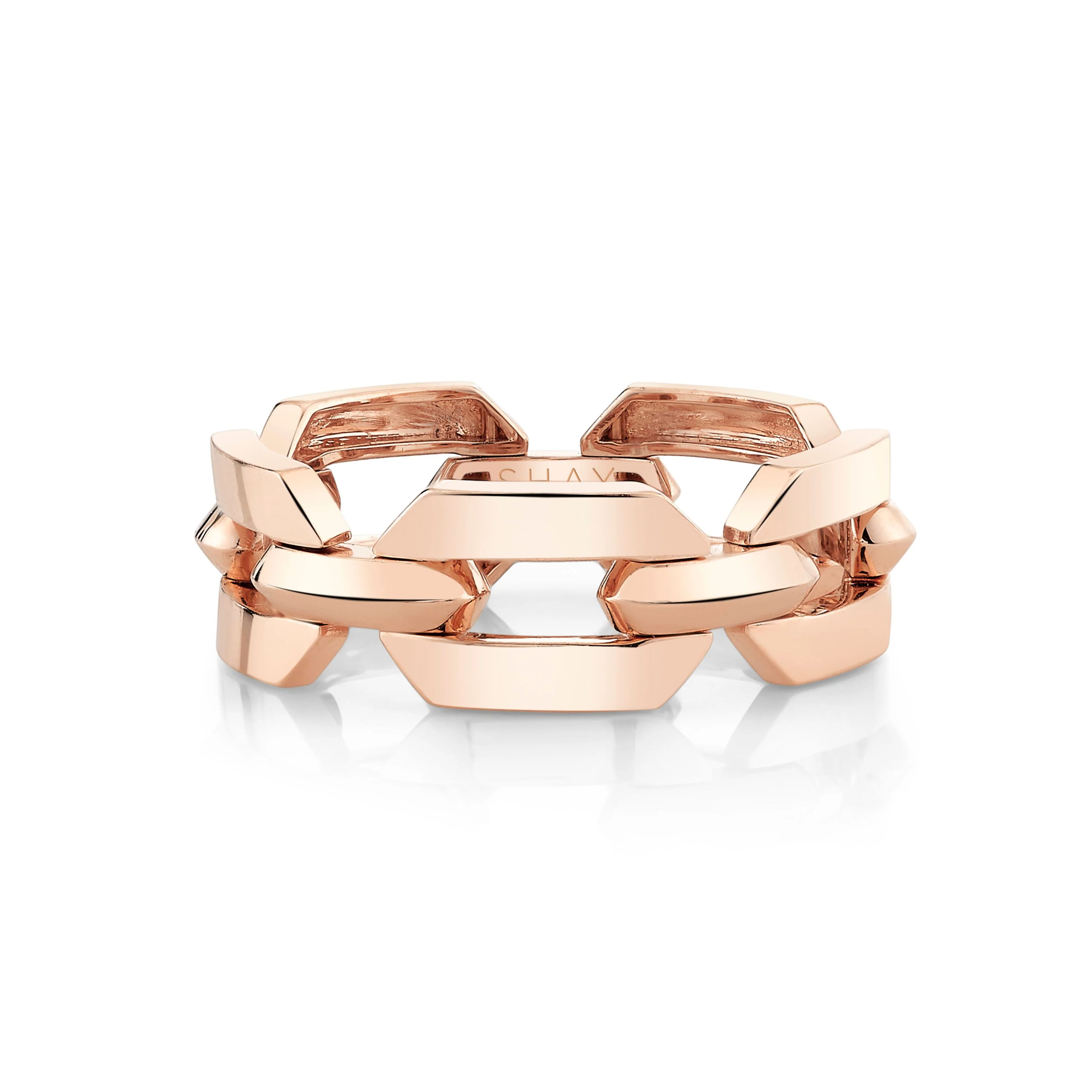 SOLID GOLD FLAT GEO LINK RING - Image 4