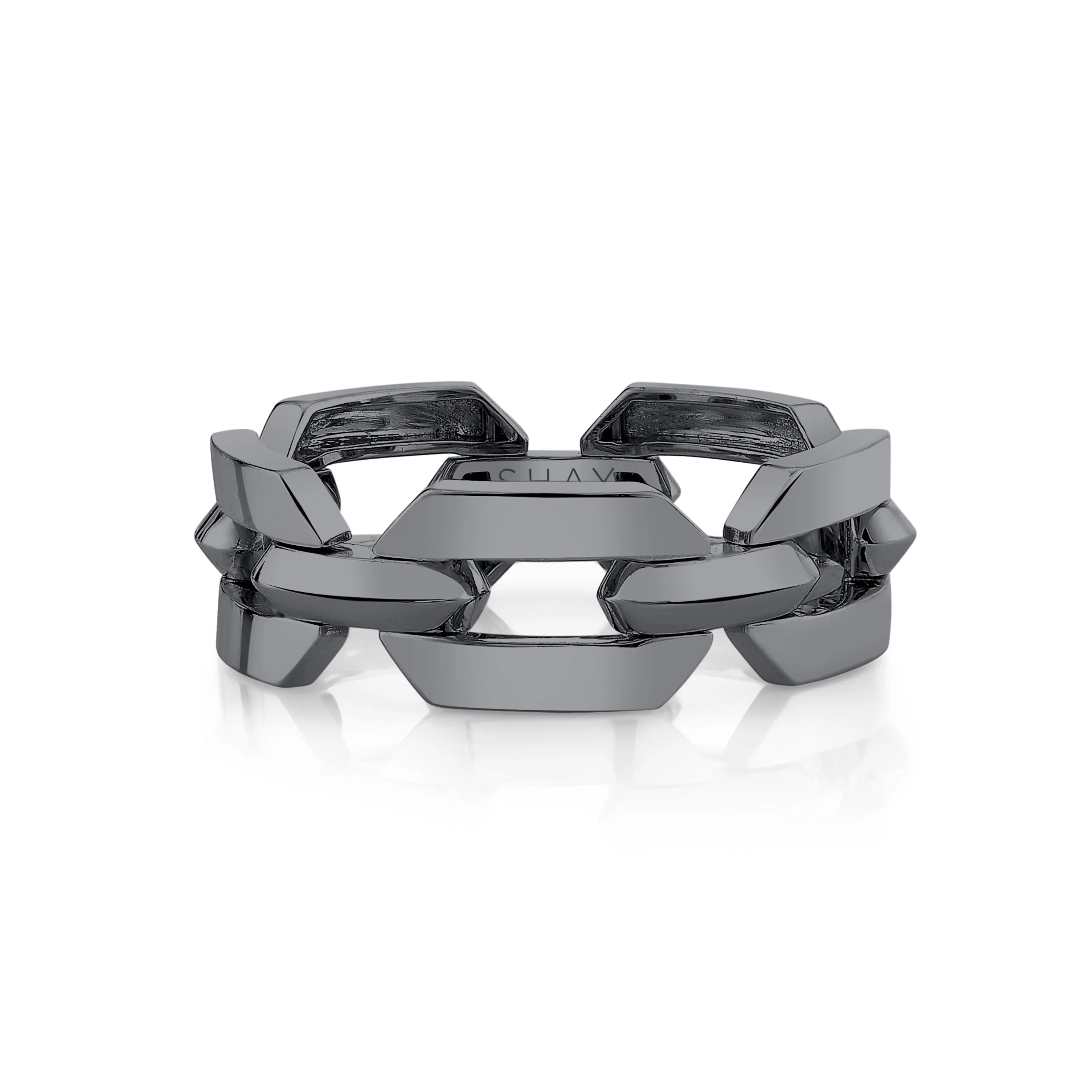 SOLID GOLD FLAT GEO LINK RING - Image 5
