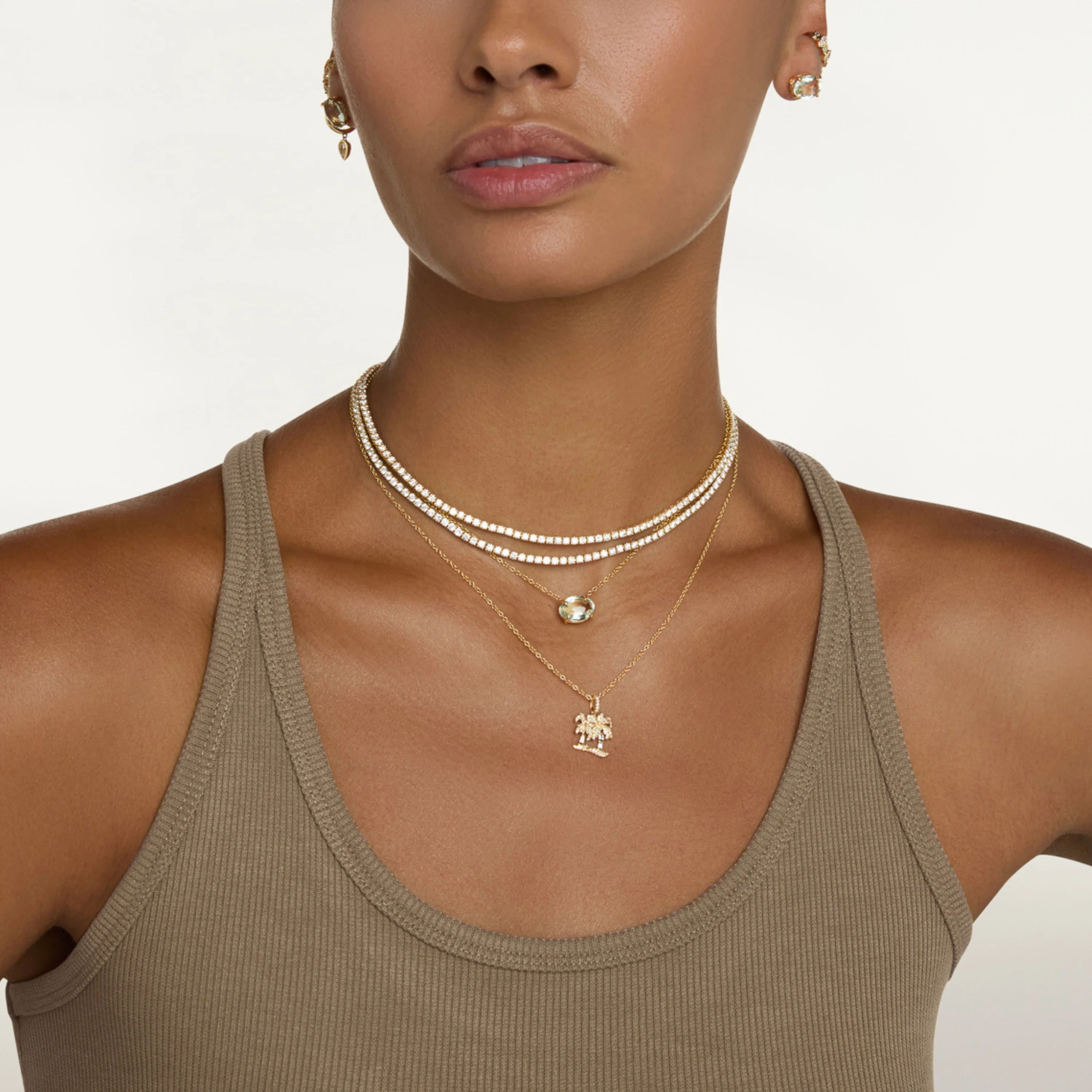 GREEN AMETHYST & DIAMOND GEM NECKLACE - Image 2