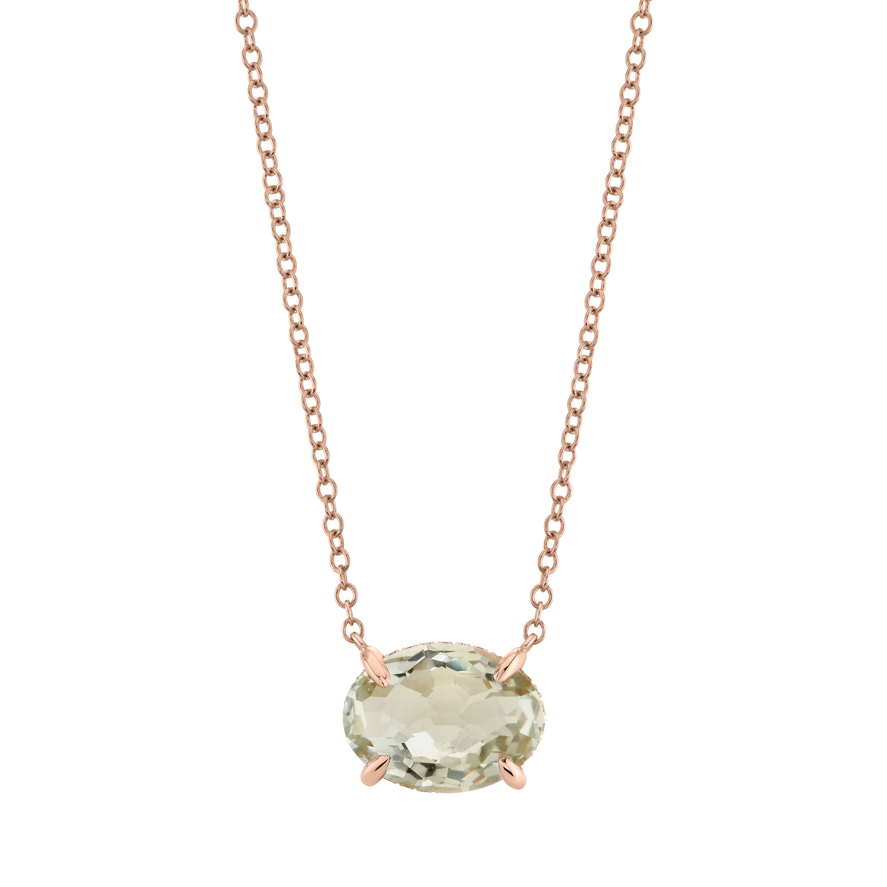 GREEN AMETHYST & DIAMOND GEM NECKLACE - Image 3