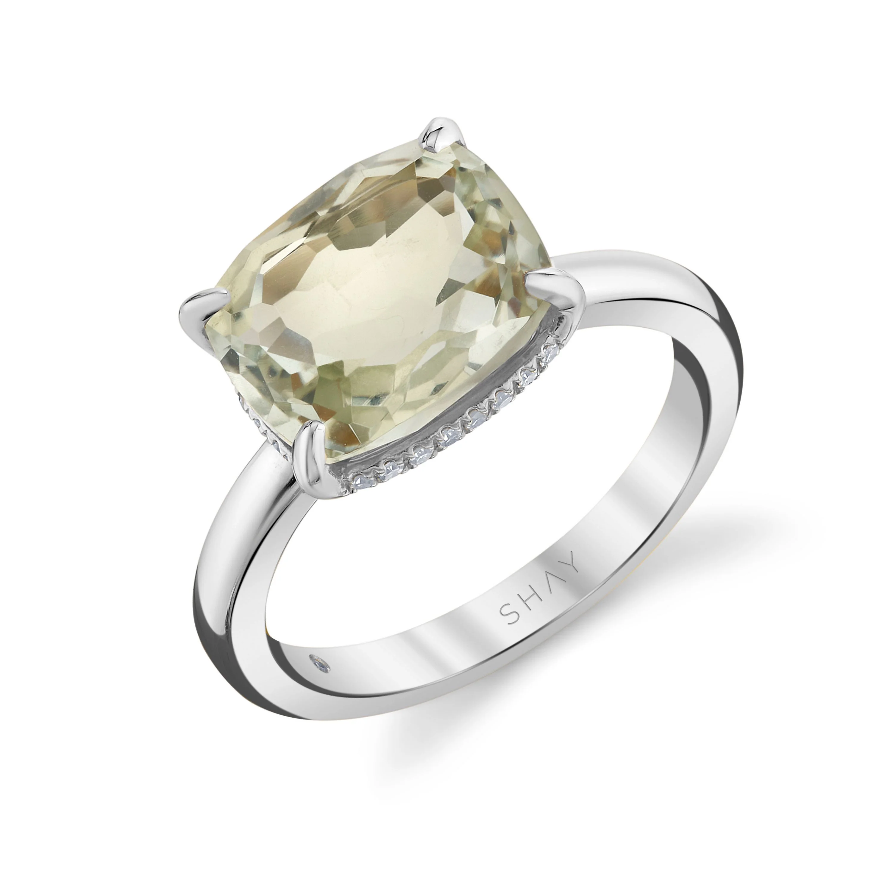 GREEN AMETHYST & DIAMOND GEM RING - Image 3