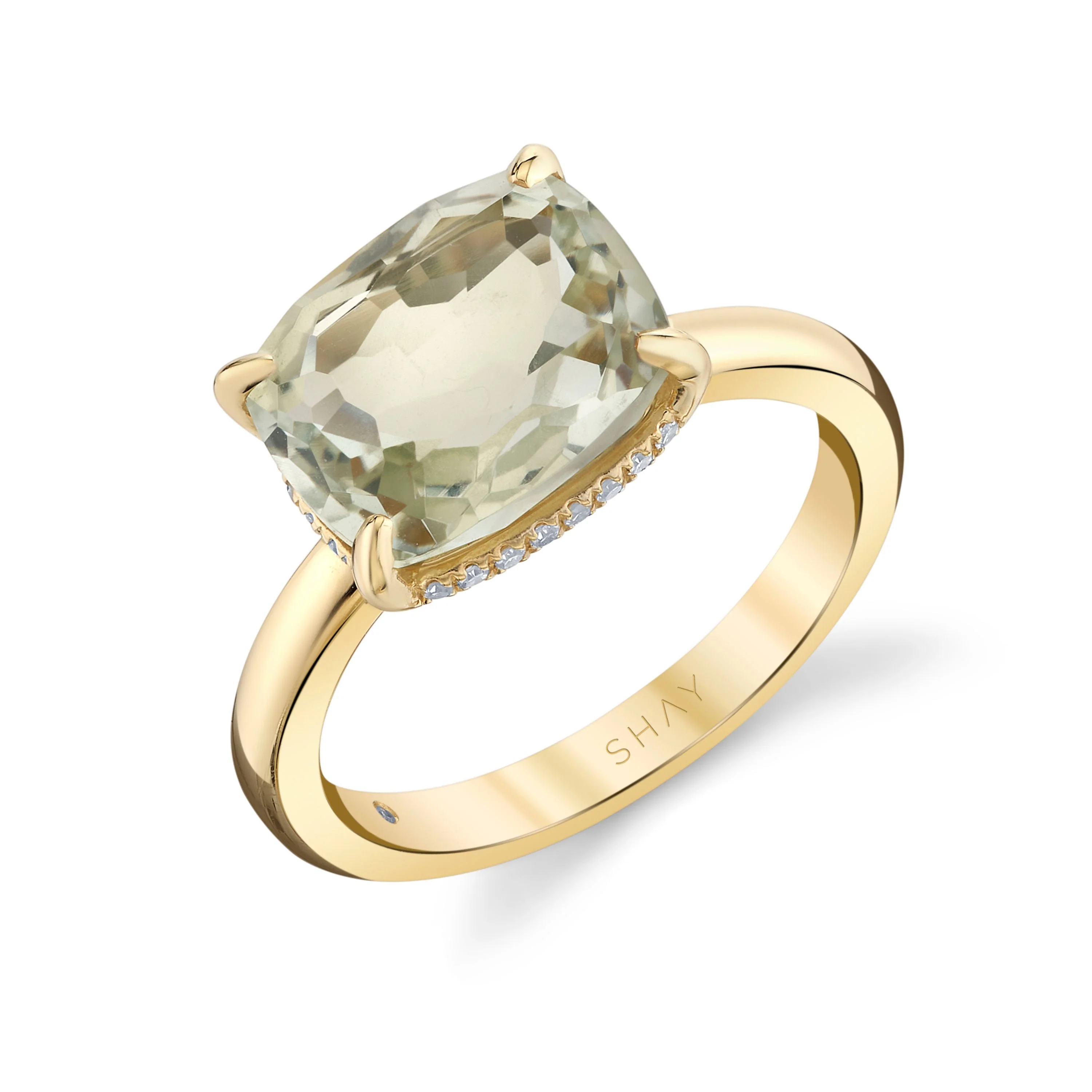 GREEN AMETHYST & DIAMOND GEM RING - Image 4
