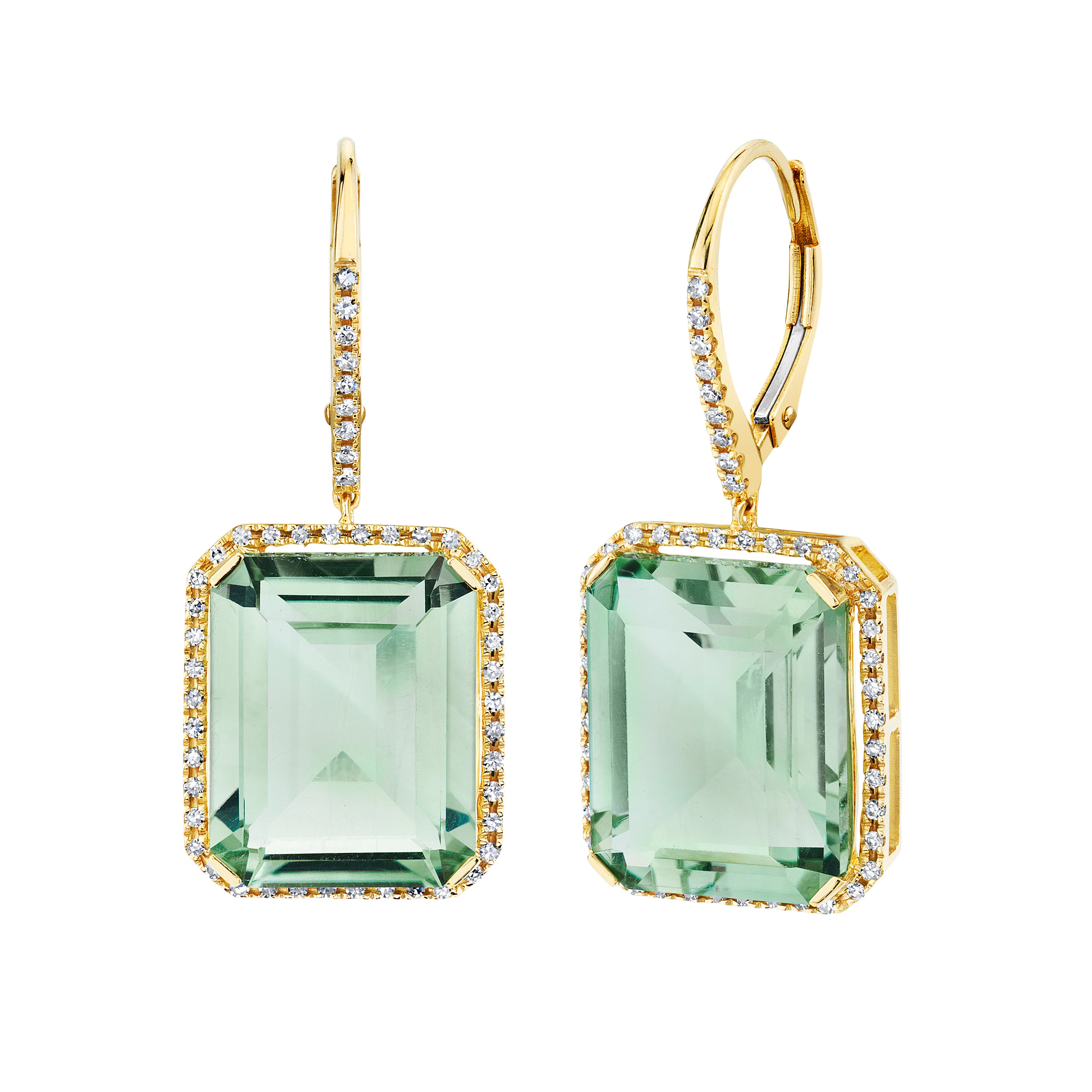 GREEN AMETHYST & DIAMOND PORTRAIT EARRINGS - Image 3