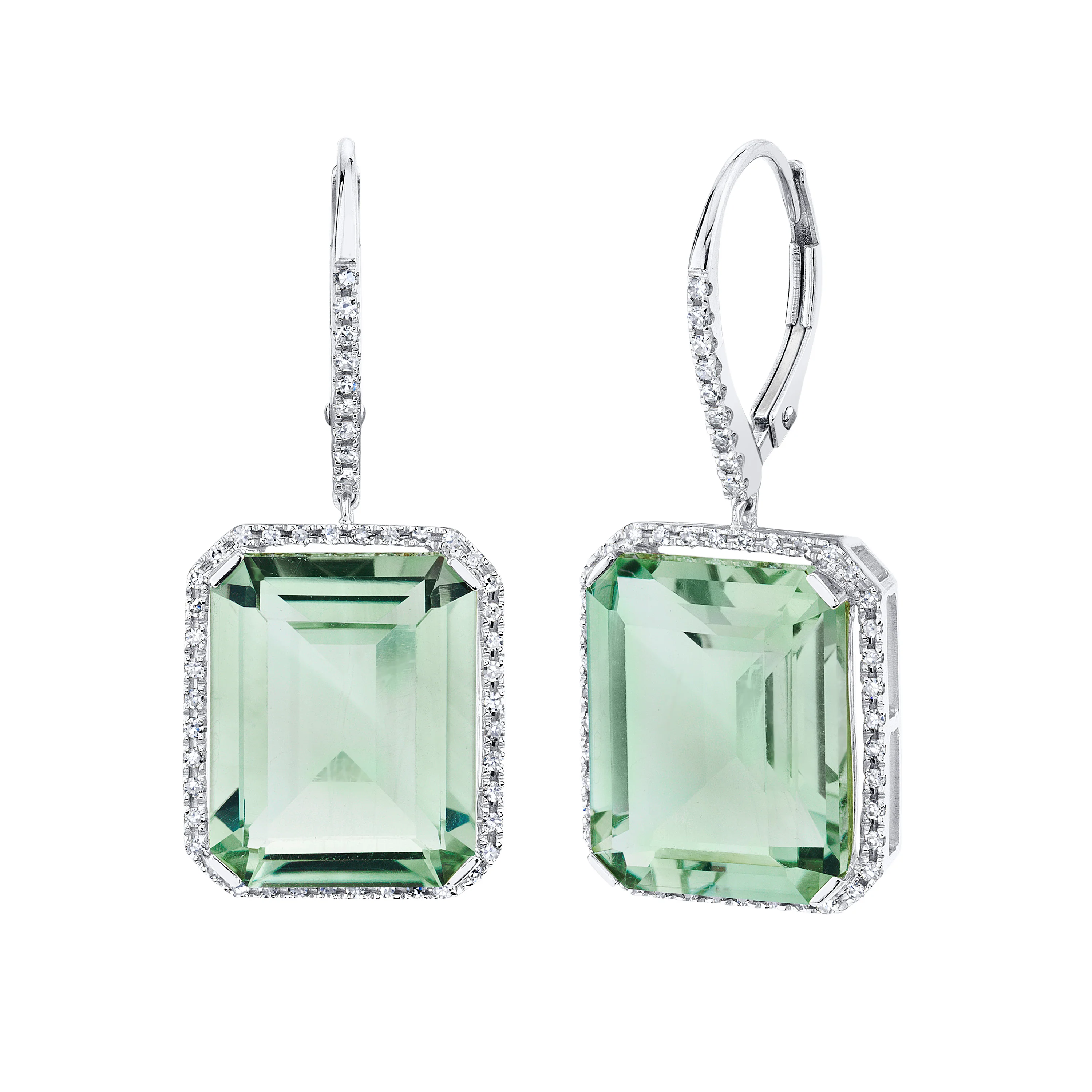 GREEN AMETHYST & DIAMOND PORTRAIT EARRINGS - Image 4