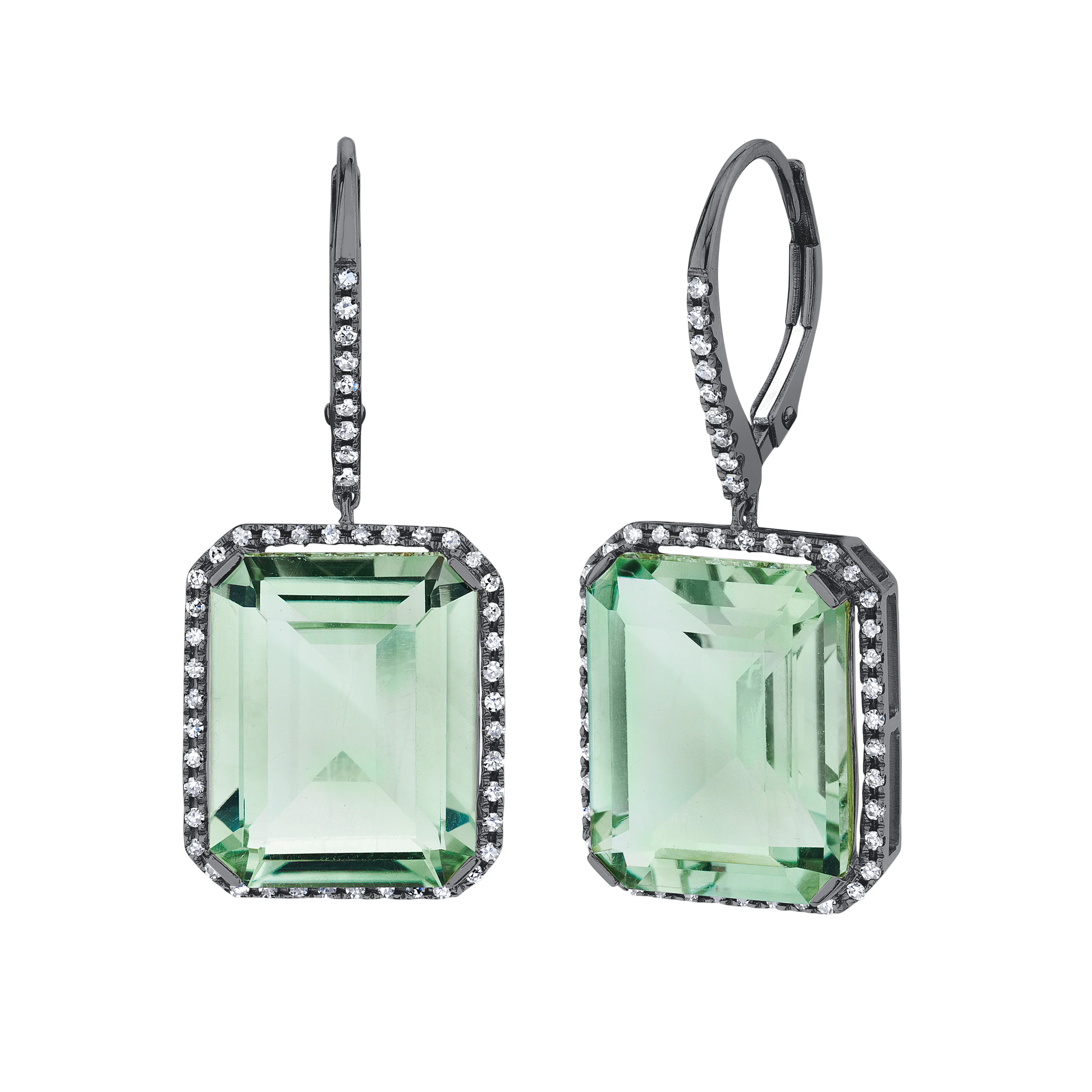 GREEN AMETHYST & DIAMOND PORTRAIT EARRINGS - Image 5