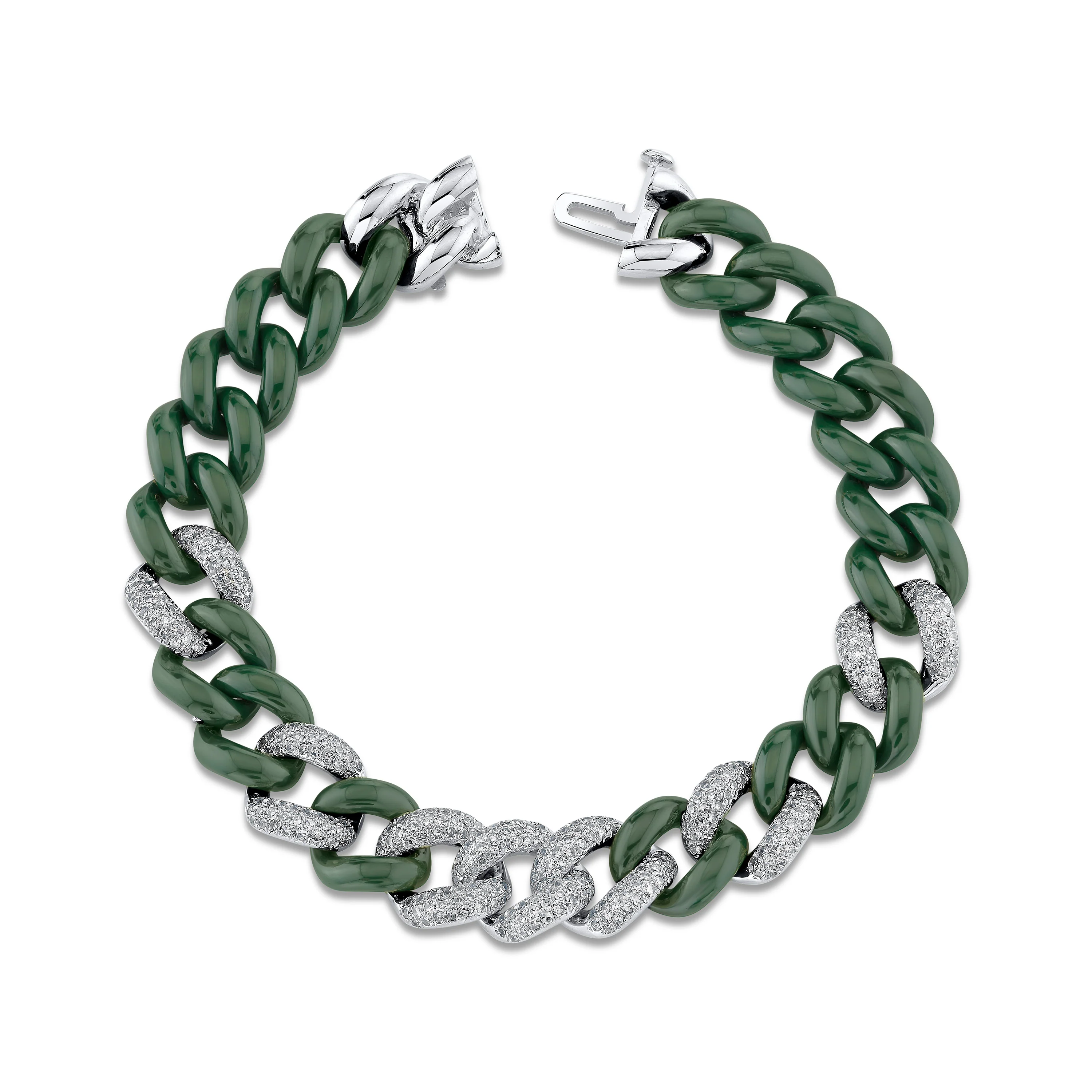 GREEN CERAMIC PAVE ESSENTIAL LINK BRACELET - Image 3