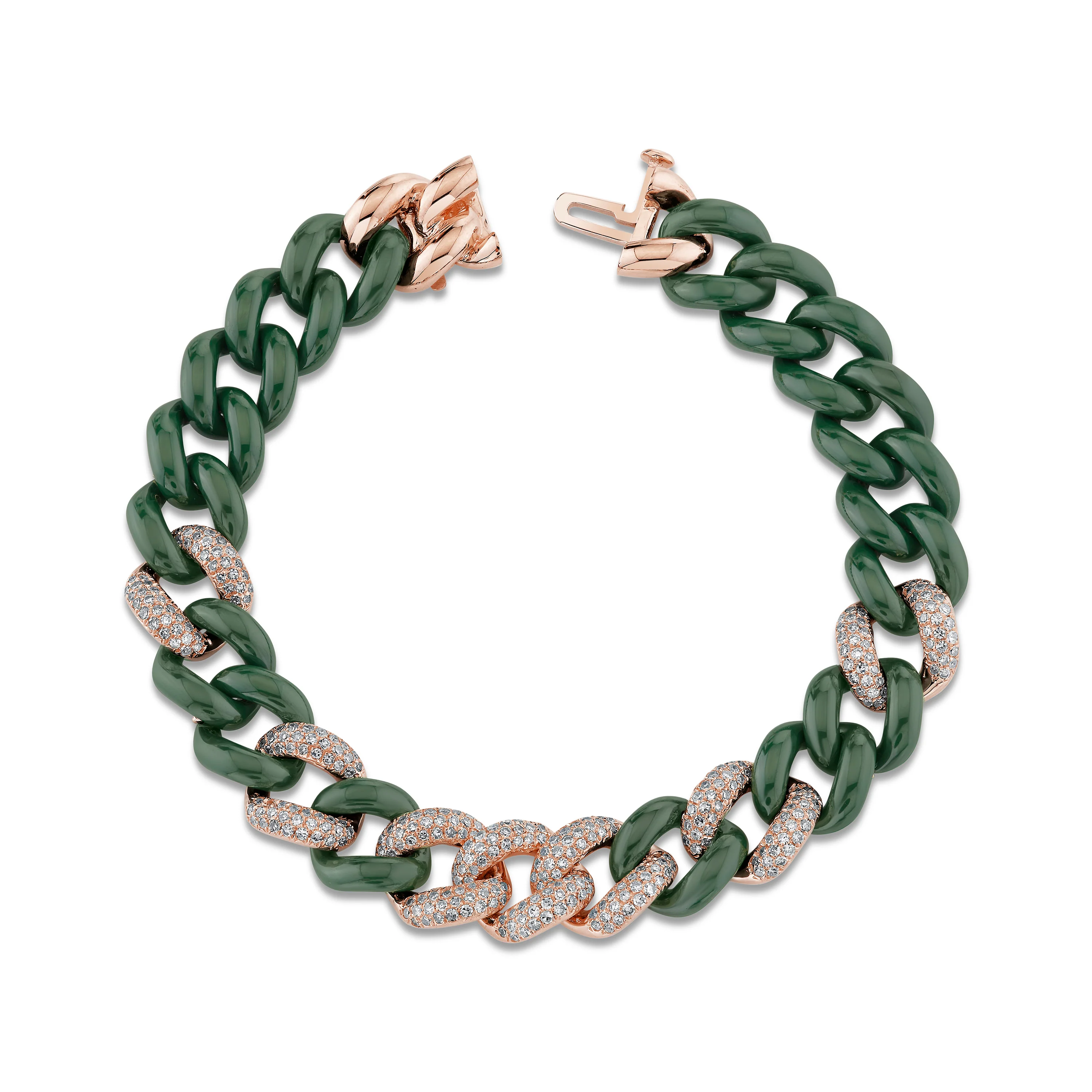 GREEN CERAMIC PAVE ESSENTIAL LINK BRACELET - Image 4