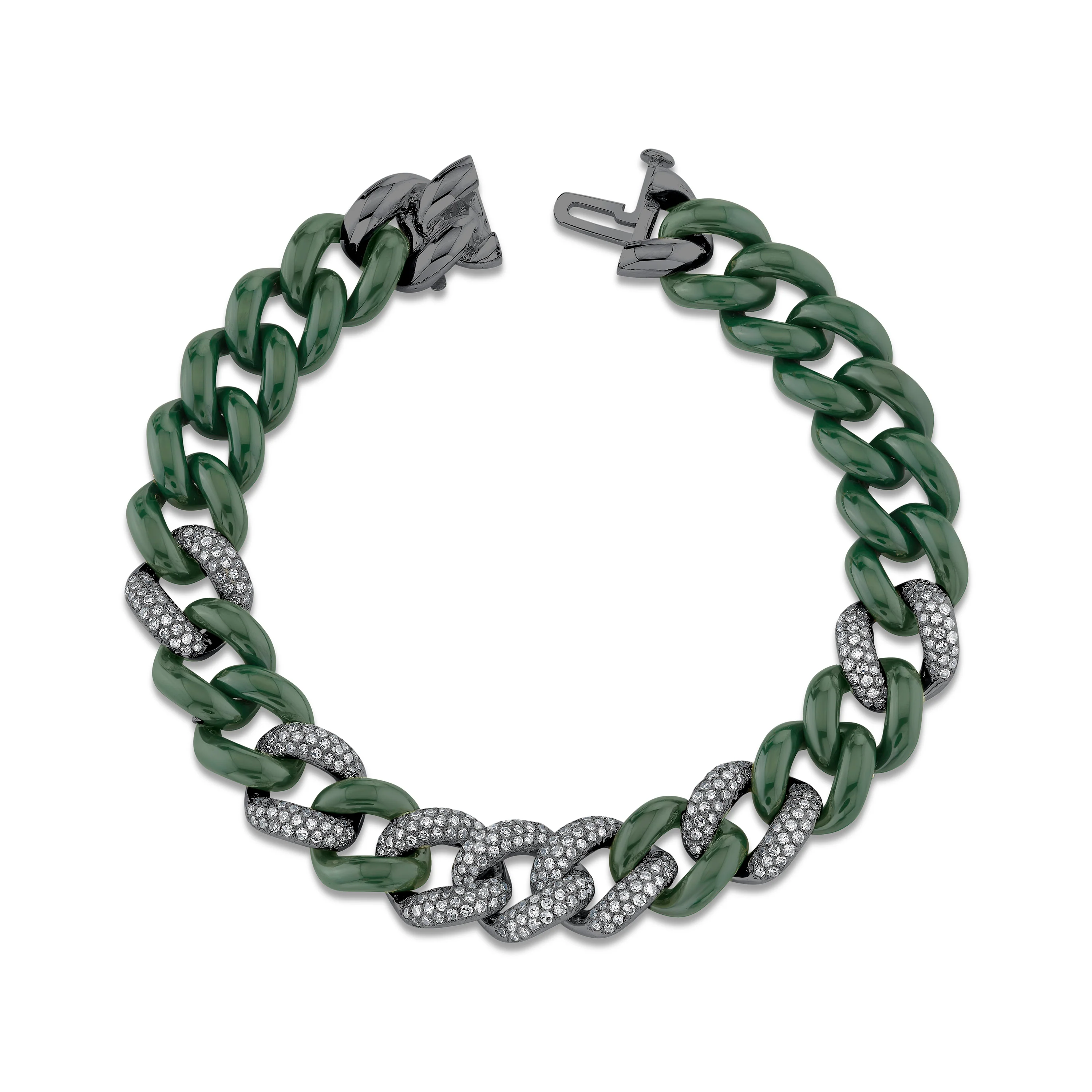 GREEN CERAMIC PAVE ESSENTIAL LINK BRACELET - Image 5