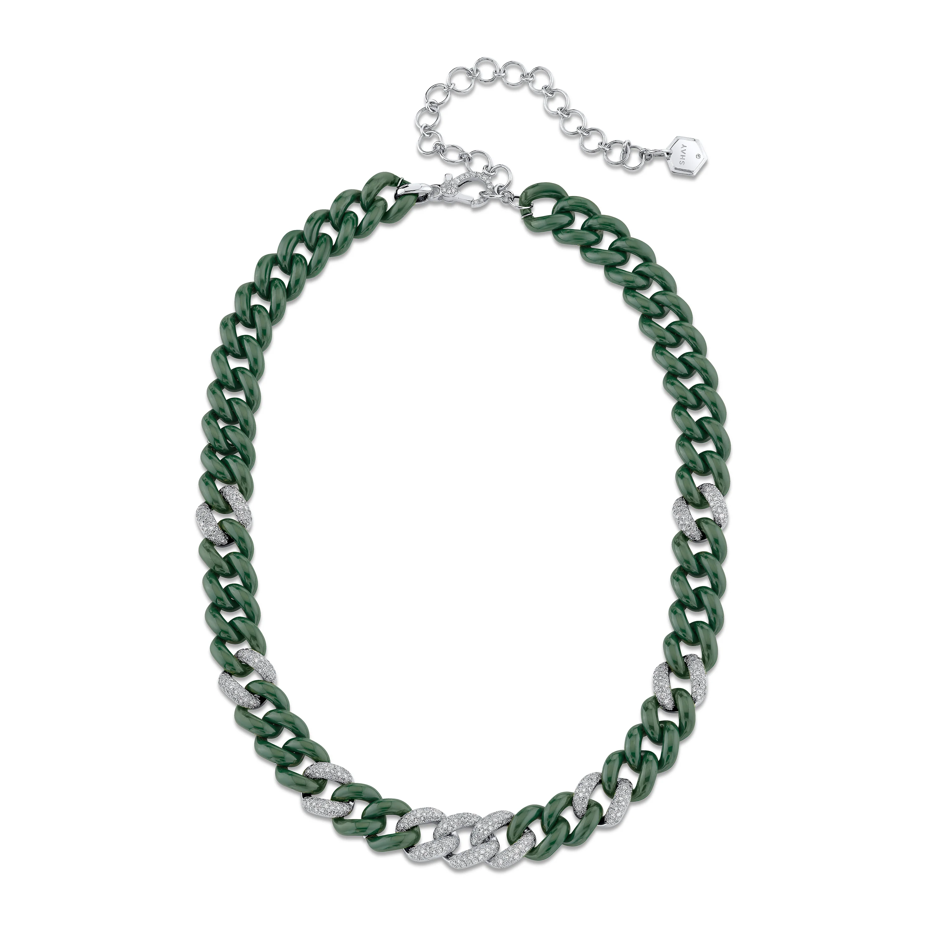 GREEN CERAMIC PAVE ESSENTIAL LINK NECKLACE - Image 3