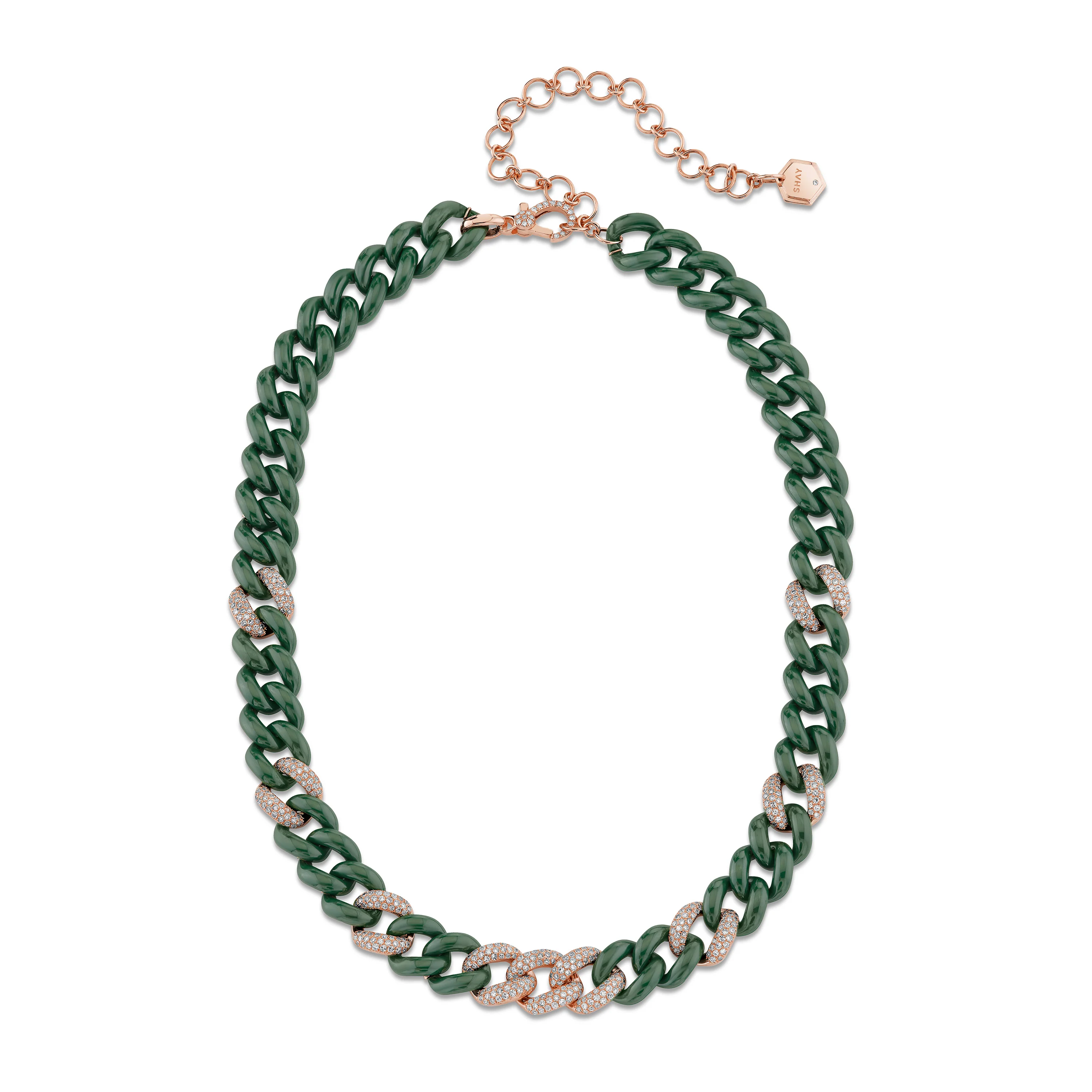 GREEN CERAMIC PAVE ESSENTIAL LINK NECKLACE - Image 4
