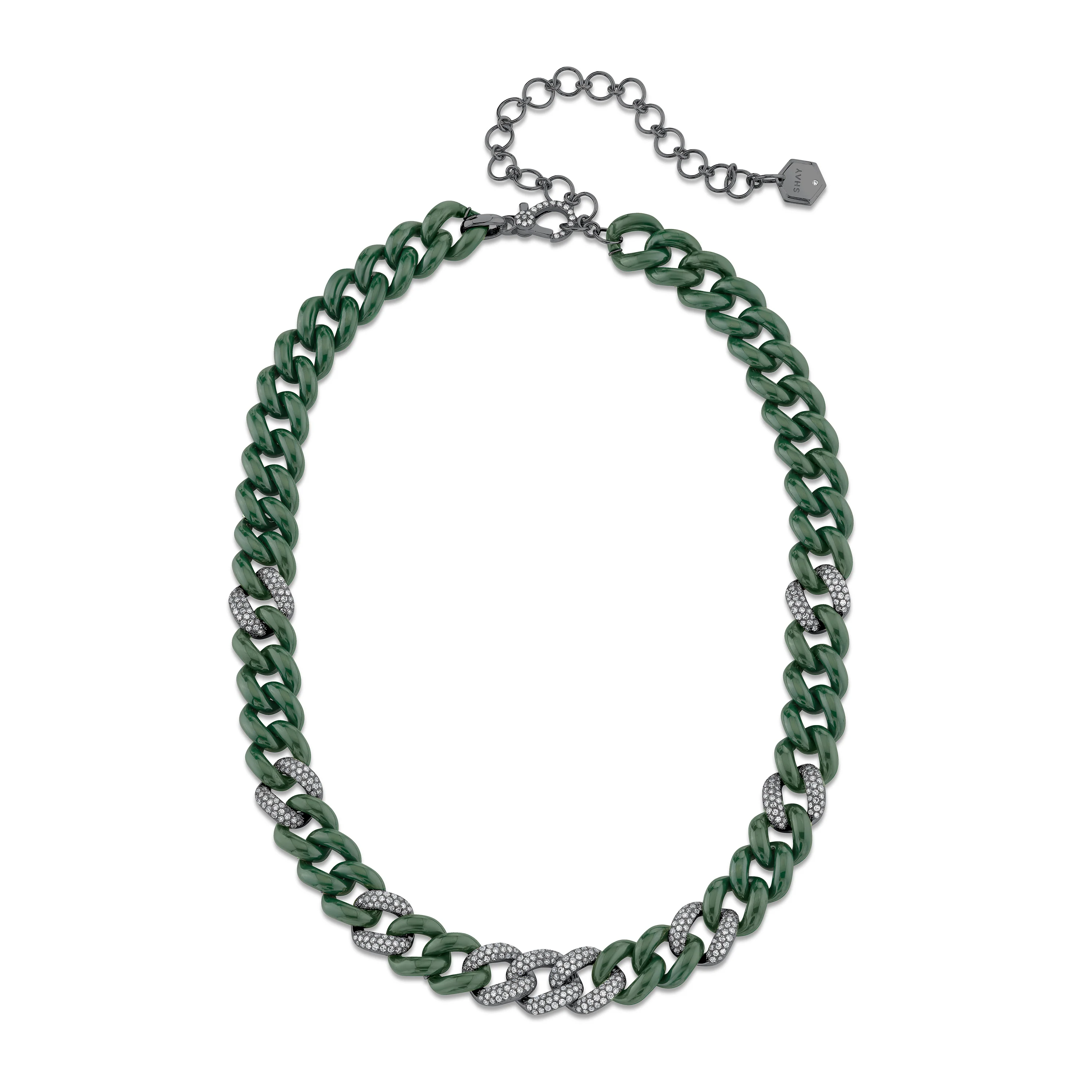 GREEN CERAMIC PAVE ESSENTIAL LINK NECKLACE - Image 5