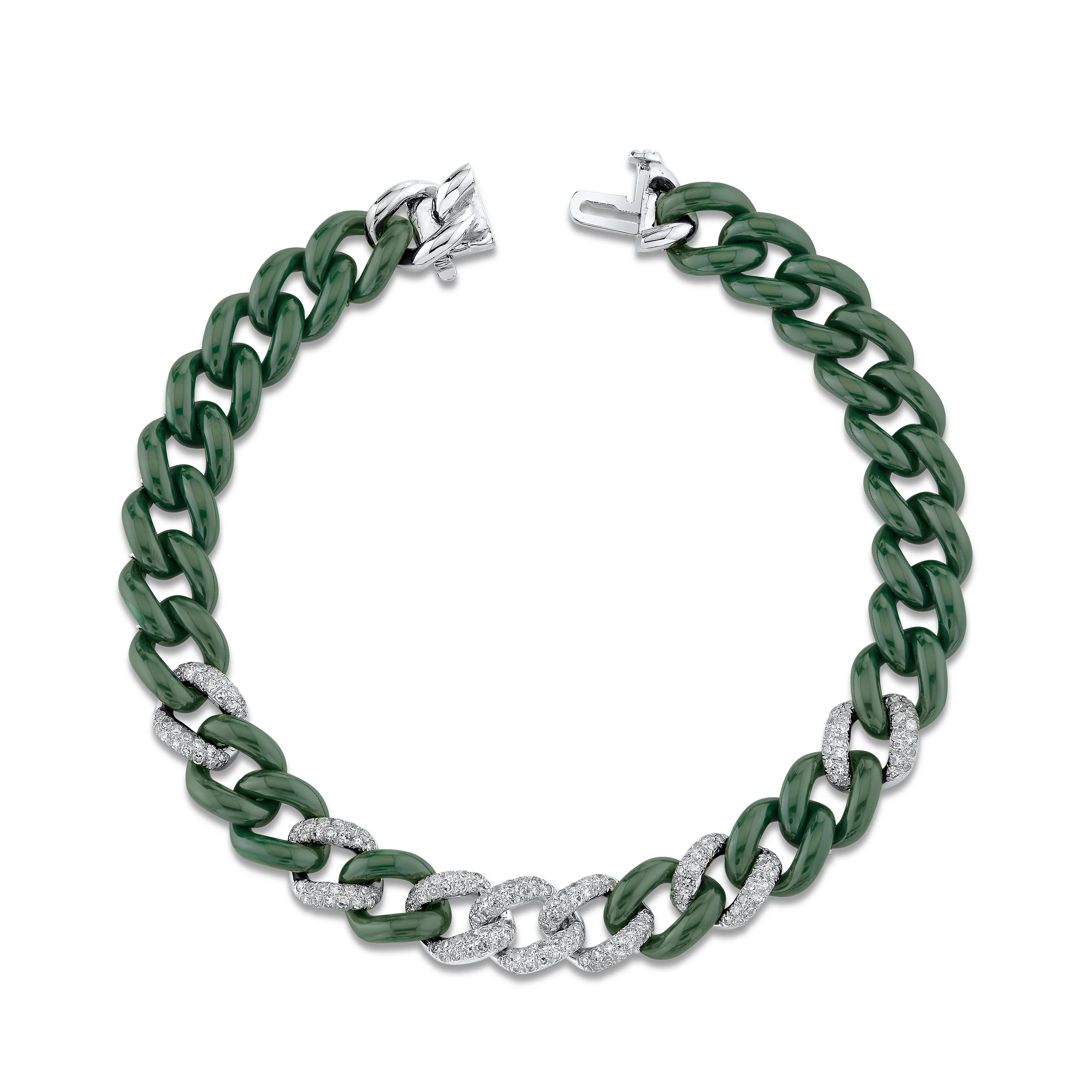 GREEN CERAMIC PAVE MEDIUM LINK BRACELET - Image 3