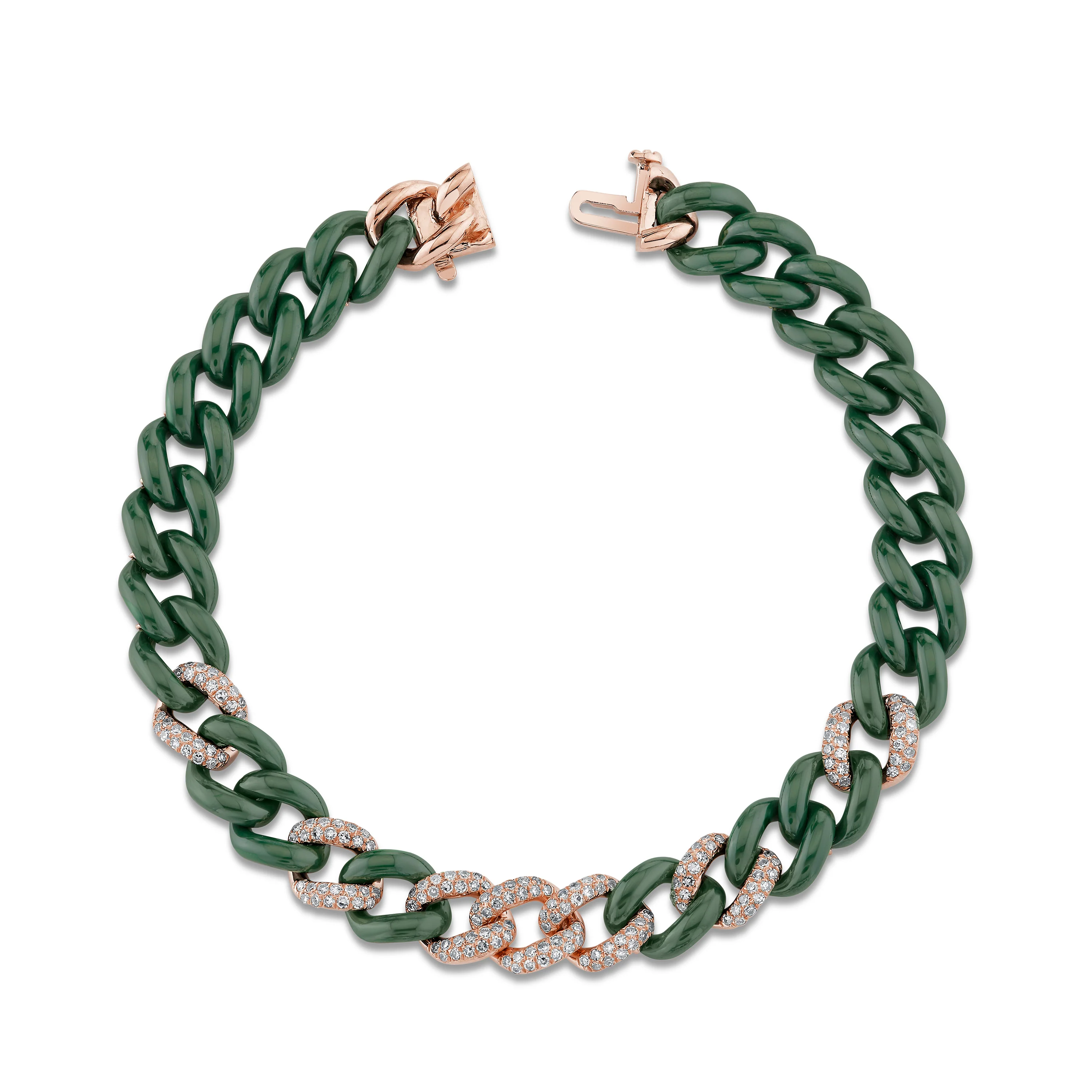 GREEN CERAMIC PAVE MEDIUM LINK BRACELET - Image 4