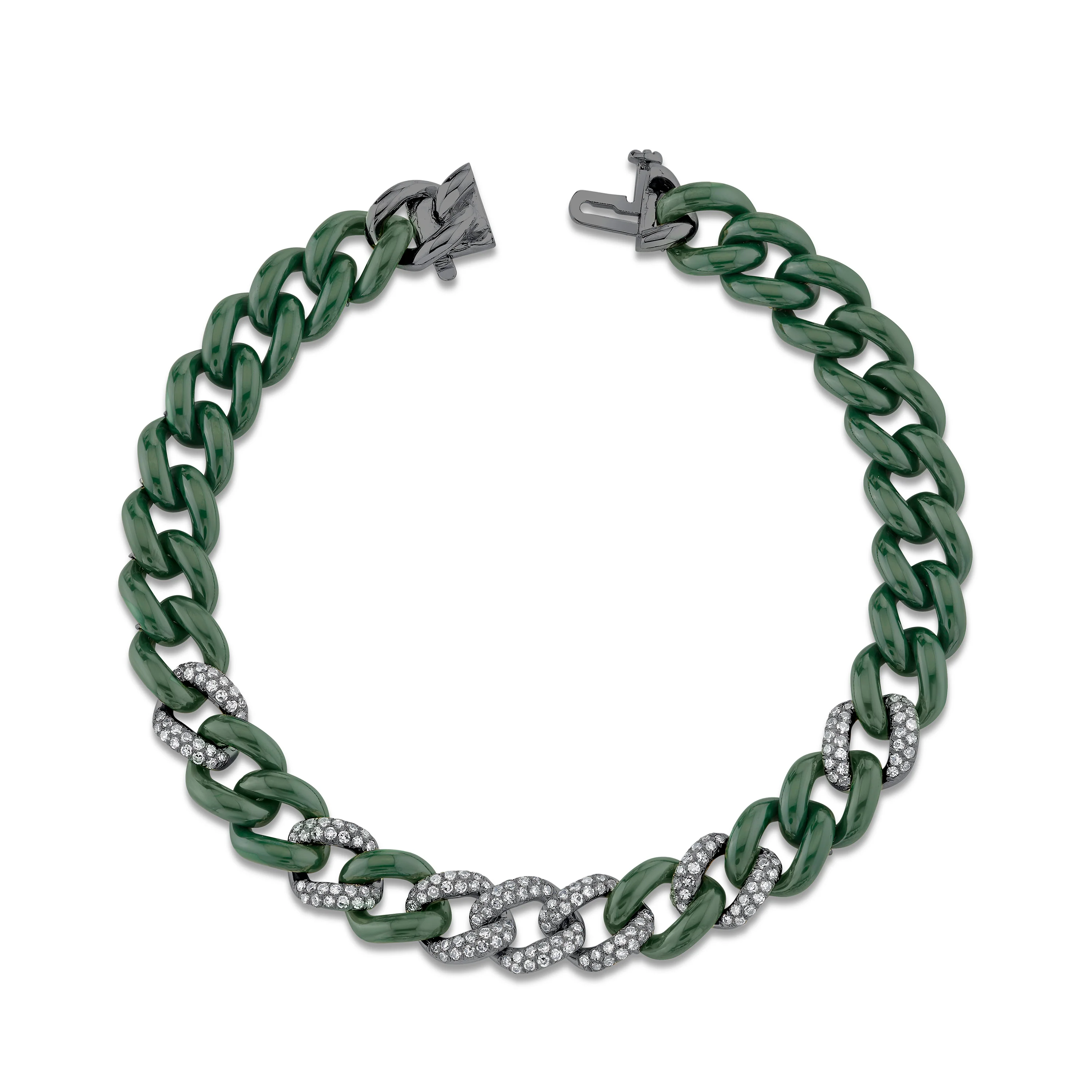 GREEN CERAMIC PAVE MEDIUM LINK BRACELET - Image 5