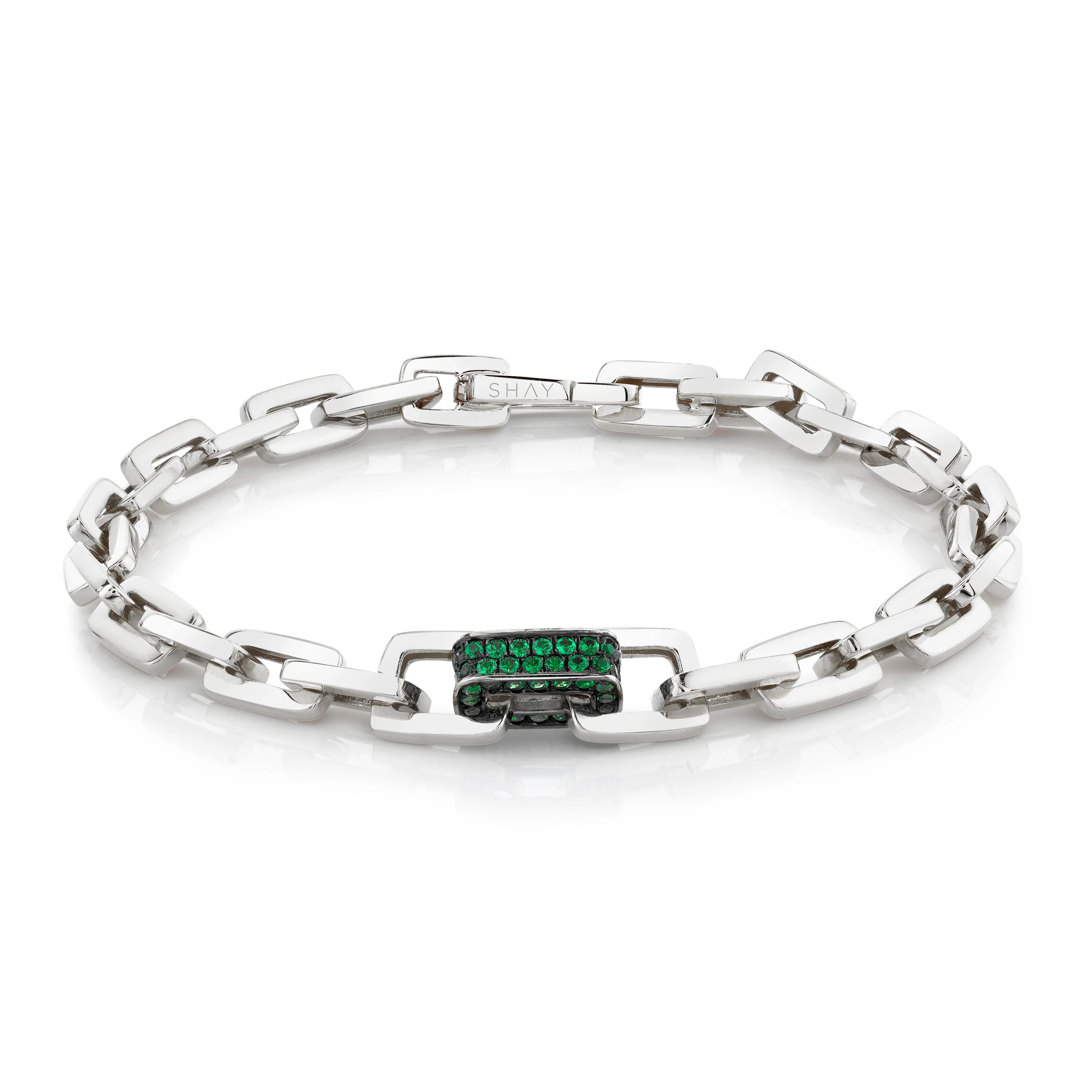 MEN'S GREEN GARNET SINGLE DECO LINK BRACELET - Image 5