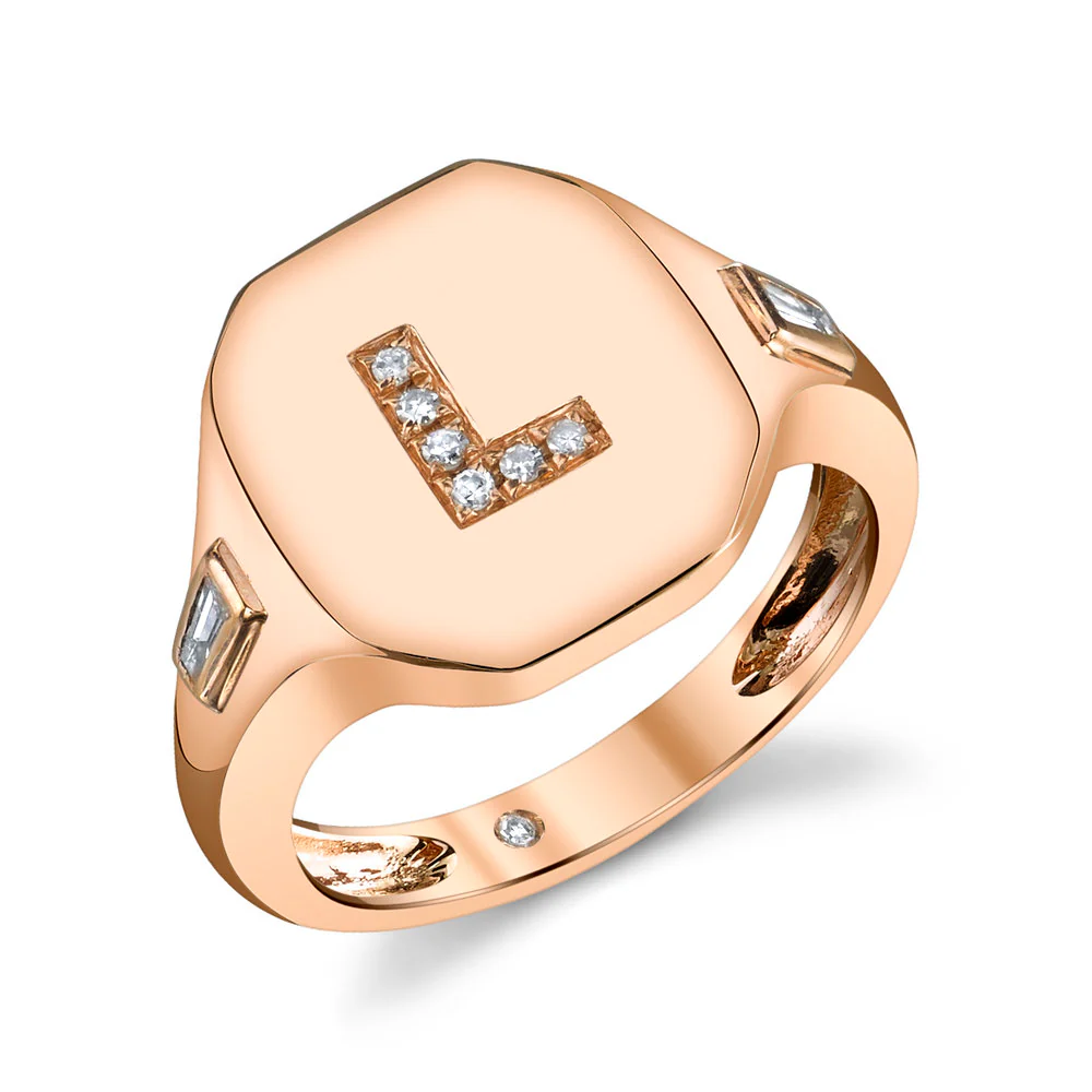 MINI ME DIAMOND INITIAL PINKY RING - Image 4