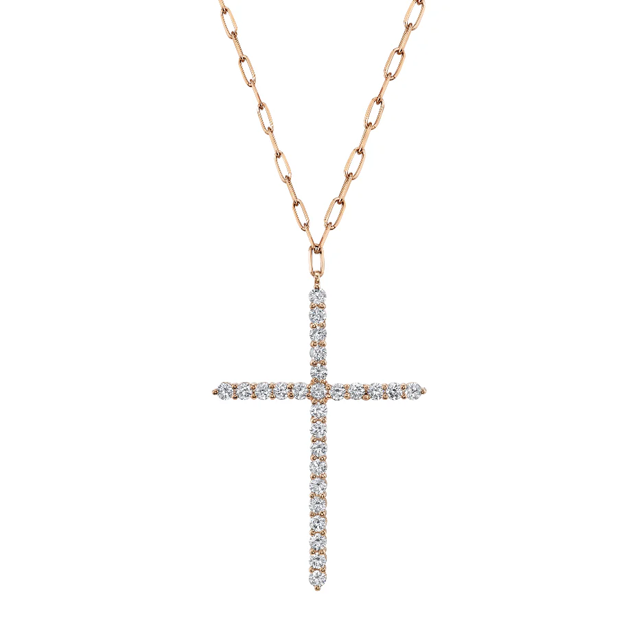 READY TO SHIP LARGE DIAMOND CROSS PENDANT NECKLACE