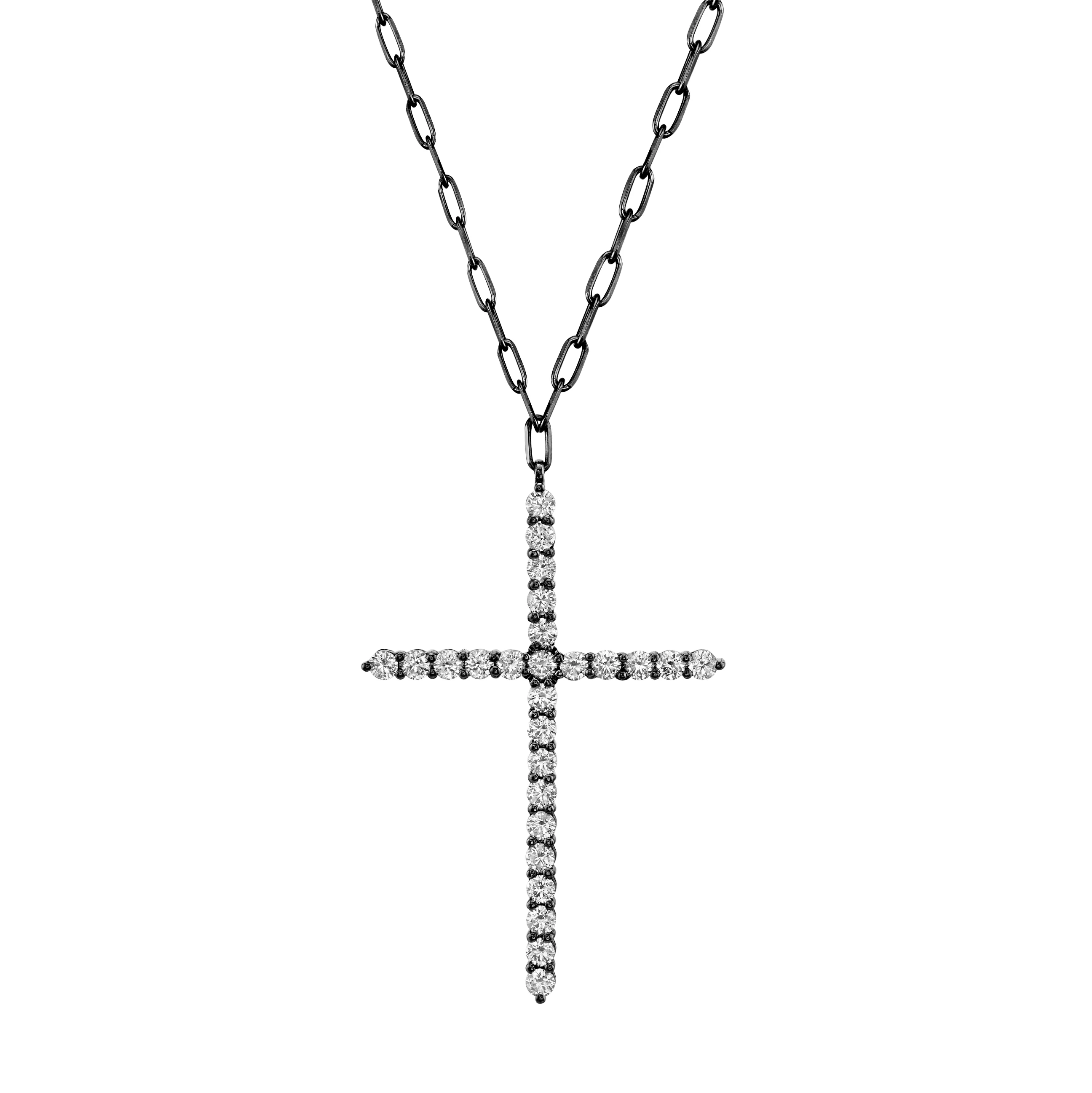 READY TO SHIP LARGE DIAMOND CROSS PENDANT NECKLACE - Image 2