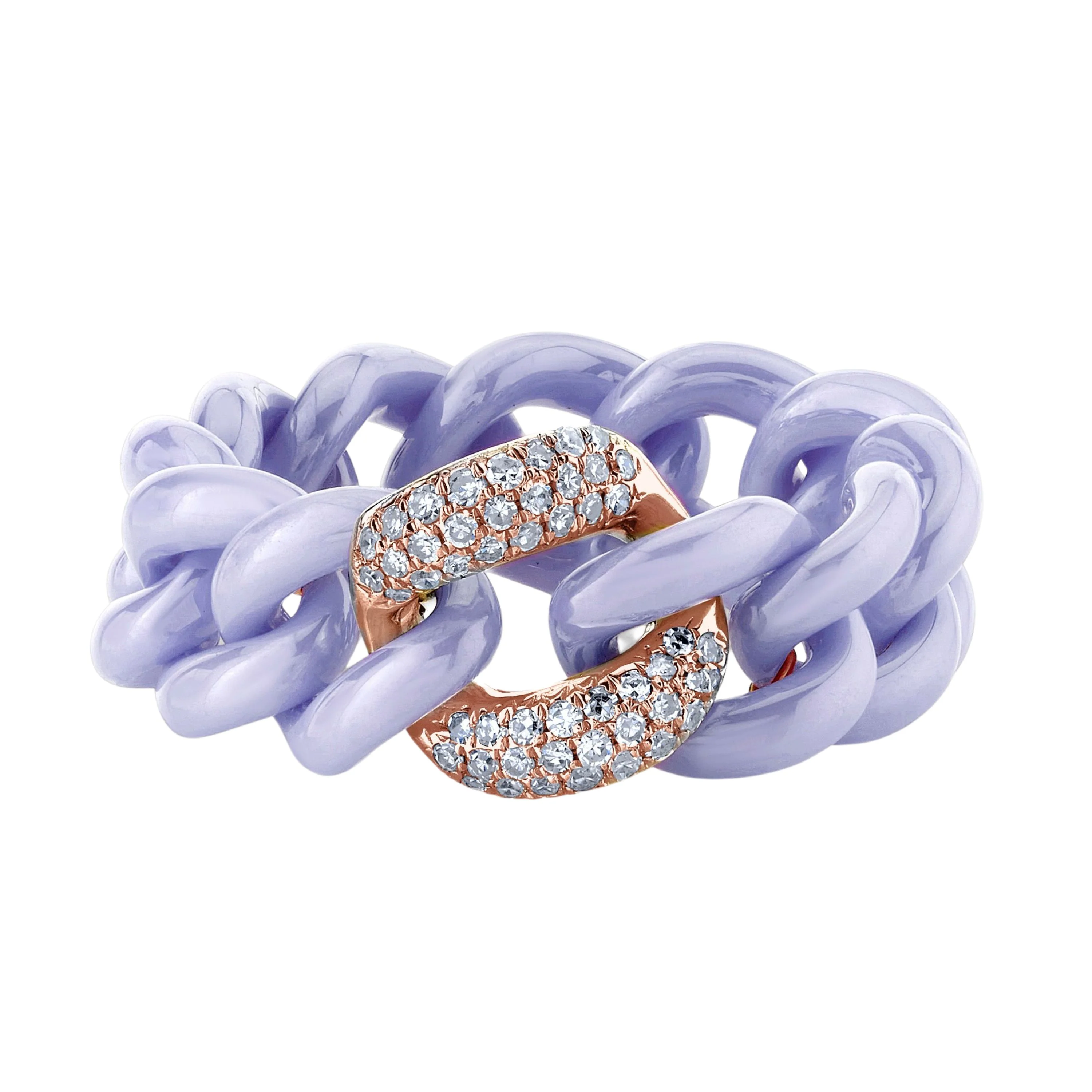 LAVENDER CERAMIC PAVE MEDIUM LINK RING - Image 4