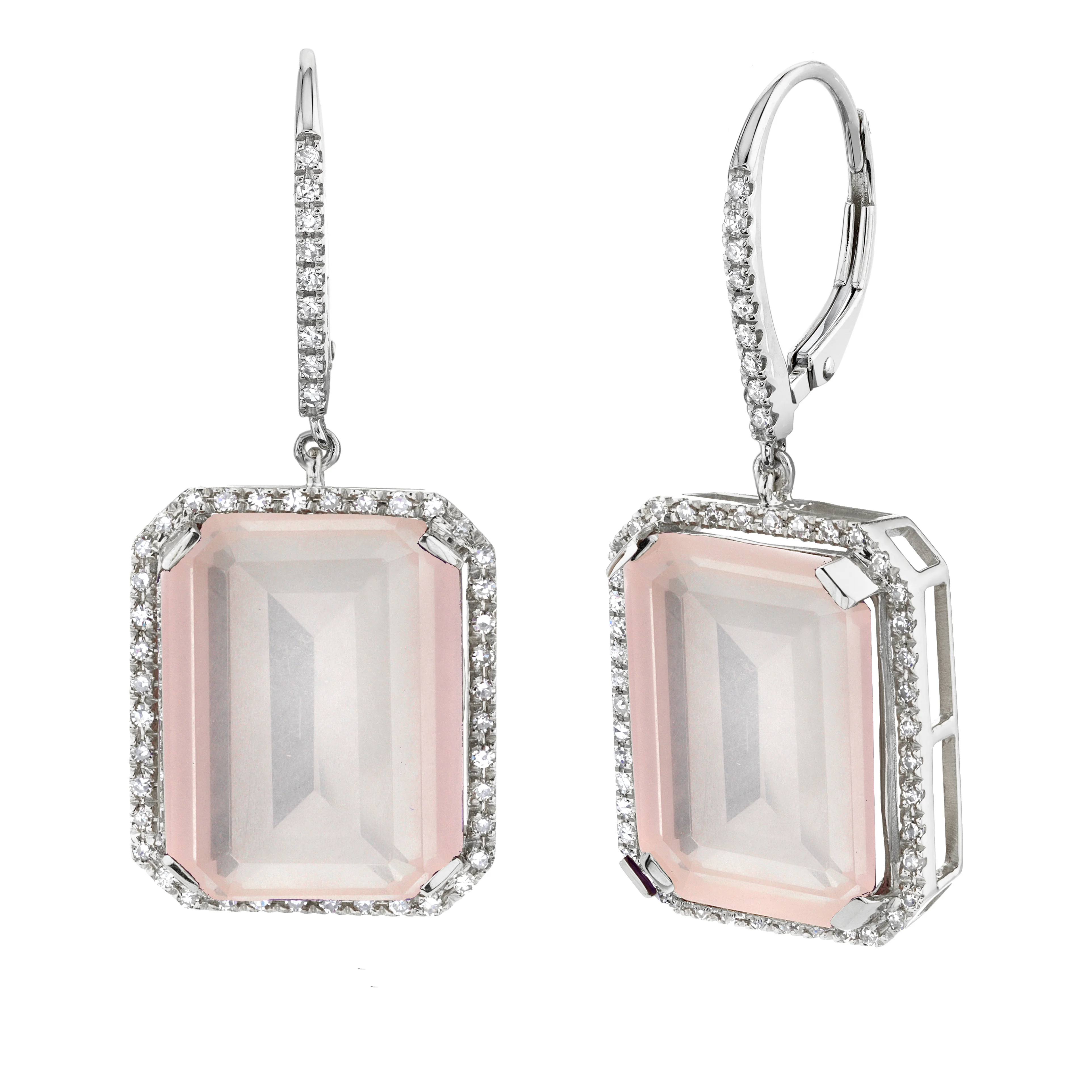 LIGHT PINK CRYSTAL & DIAMOND PORTRAIT EARRINGS - Image 3