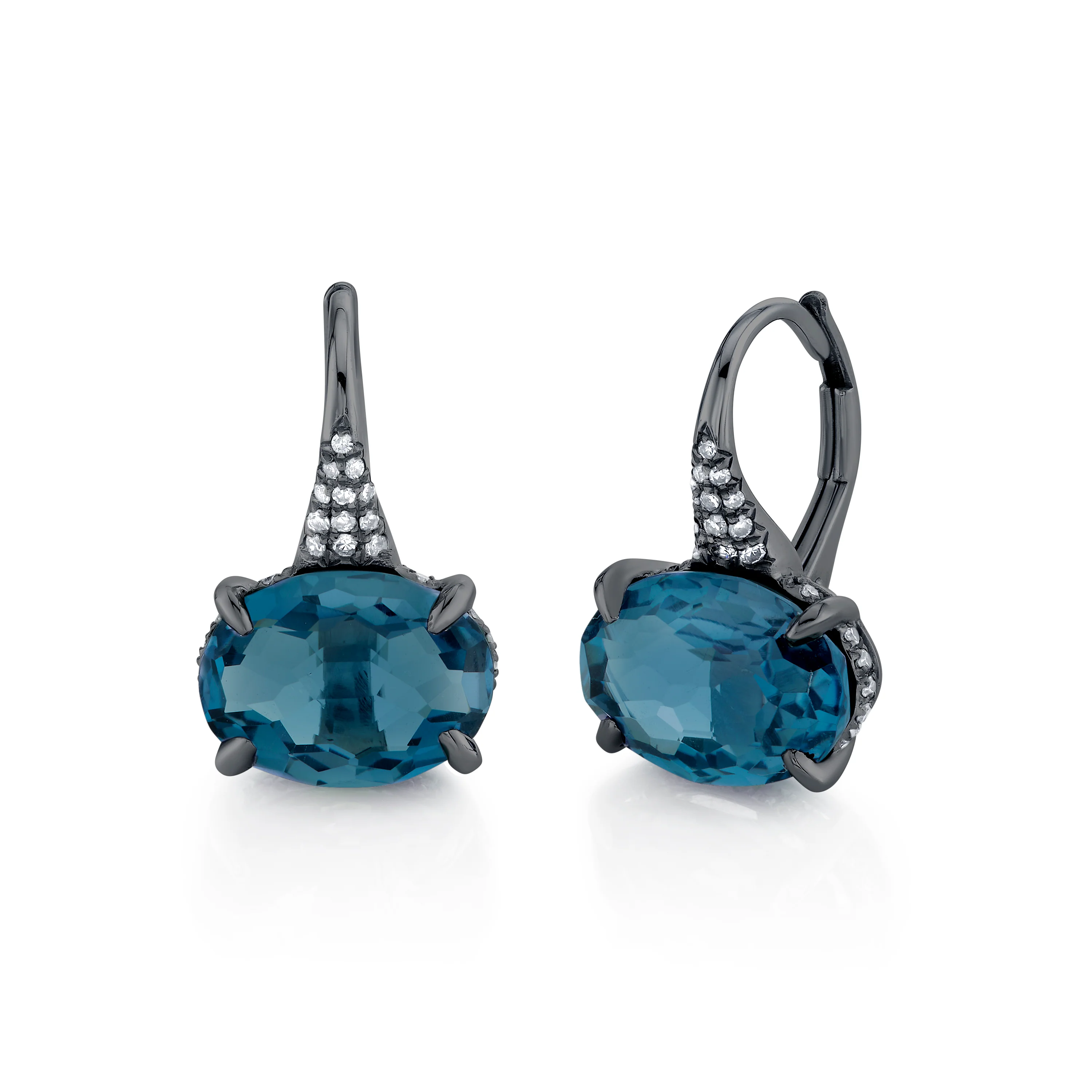 LONDON BLUE & DIAMOND GEM DROP EARRINGS - Image 5