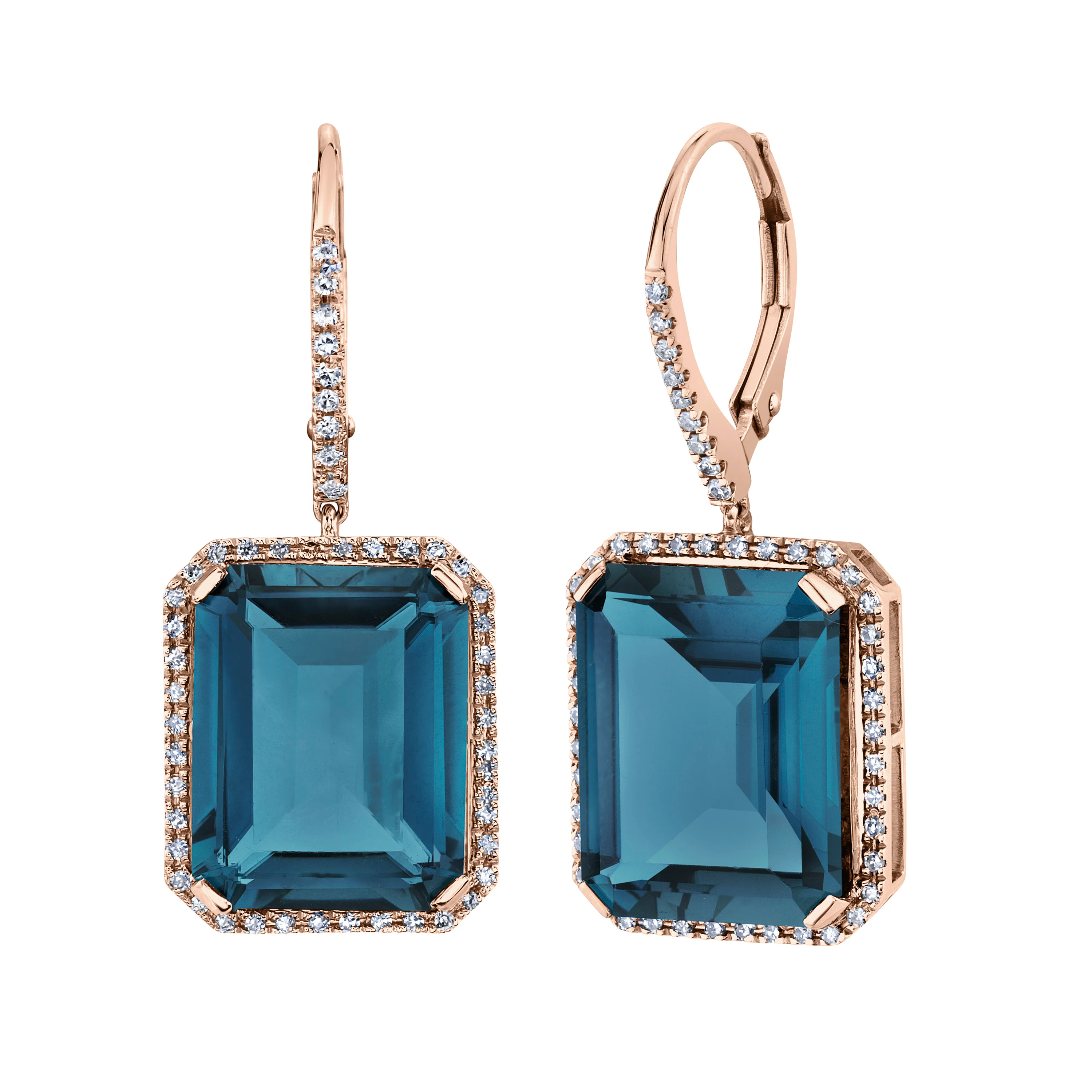 LONDON BLUE TOPAZ & DIAMOND PORTRAIT EARRINGS - Image 3