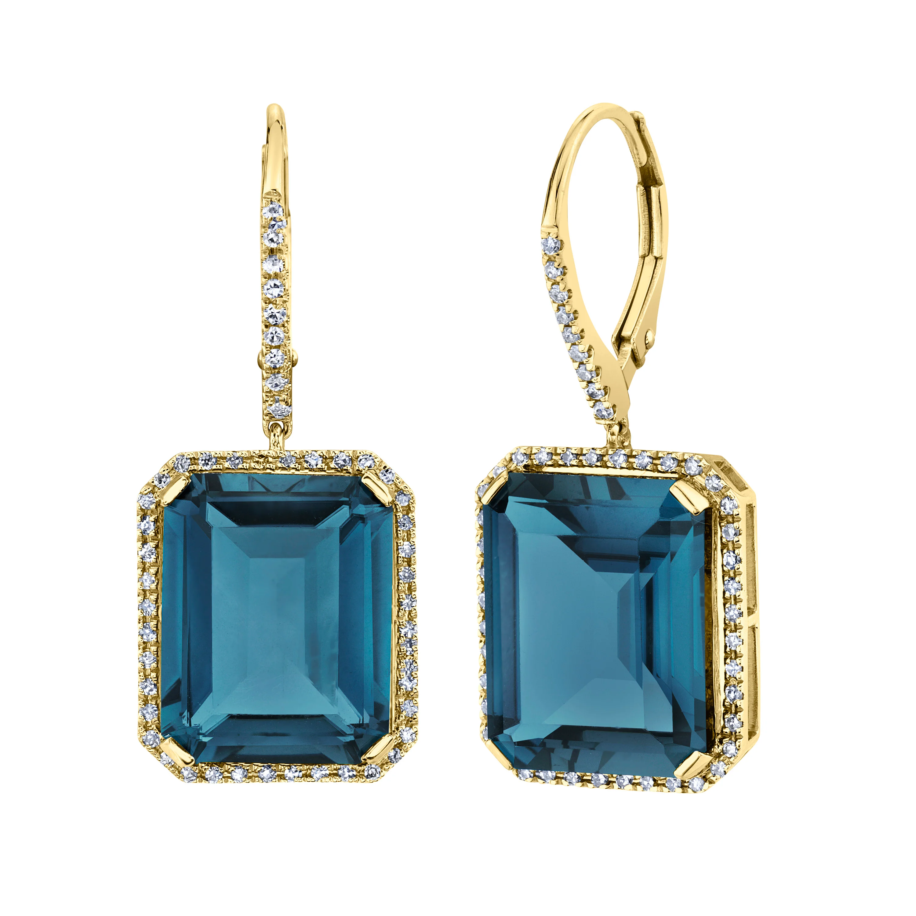 LONDON BLUE TOPAZ & DIAMOND PORTRAIT EARRINGS - Image 4