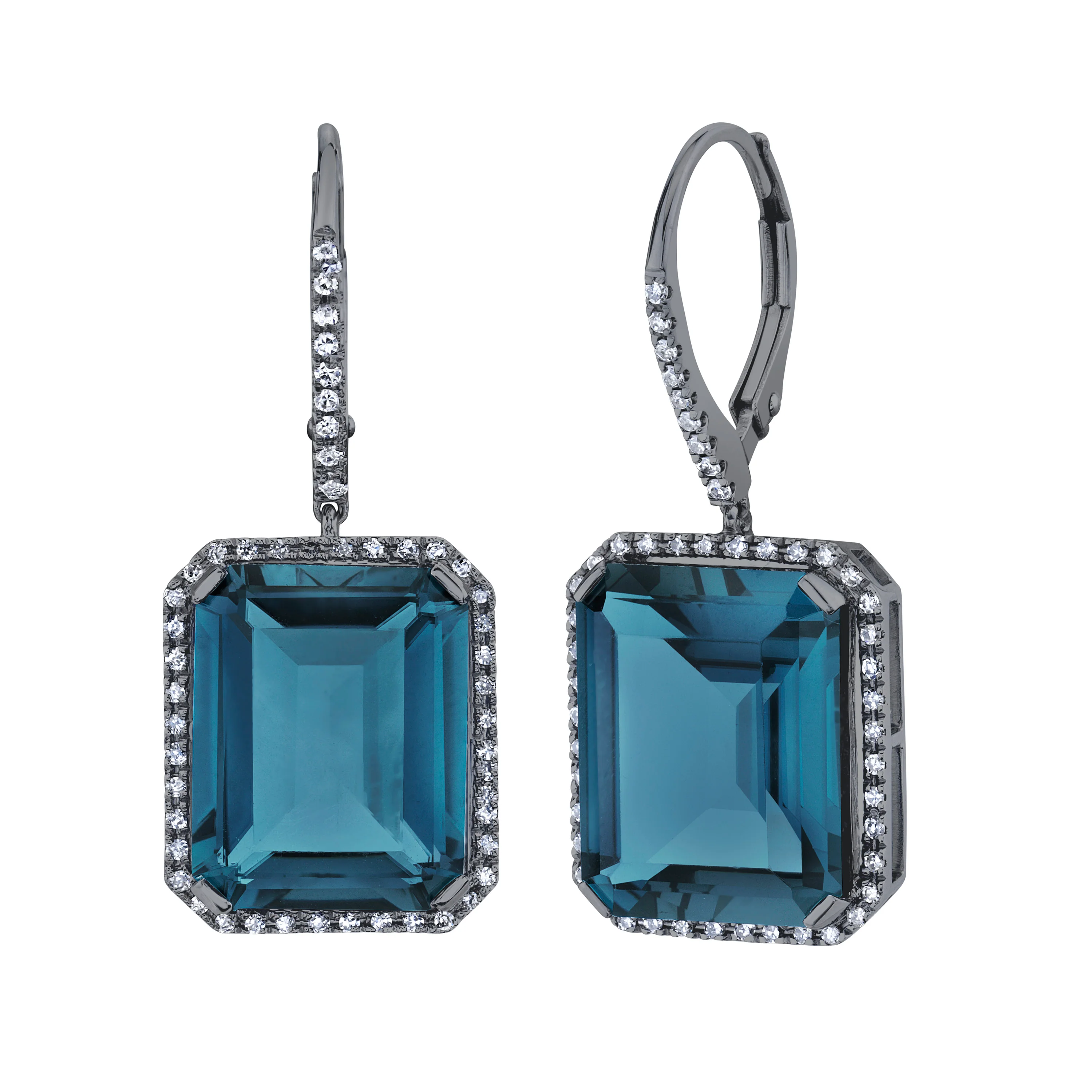 LONDON BLUE TOPAZ & DIAMOND PORTRAIT EARRINGS - Image 5