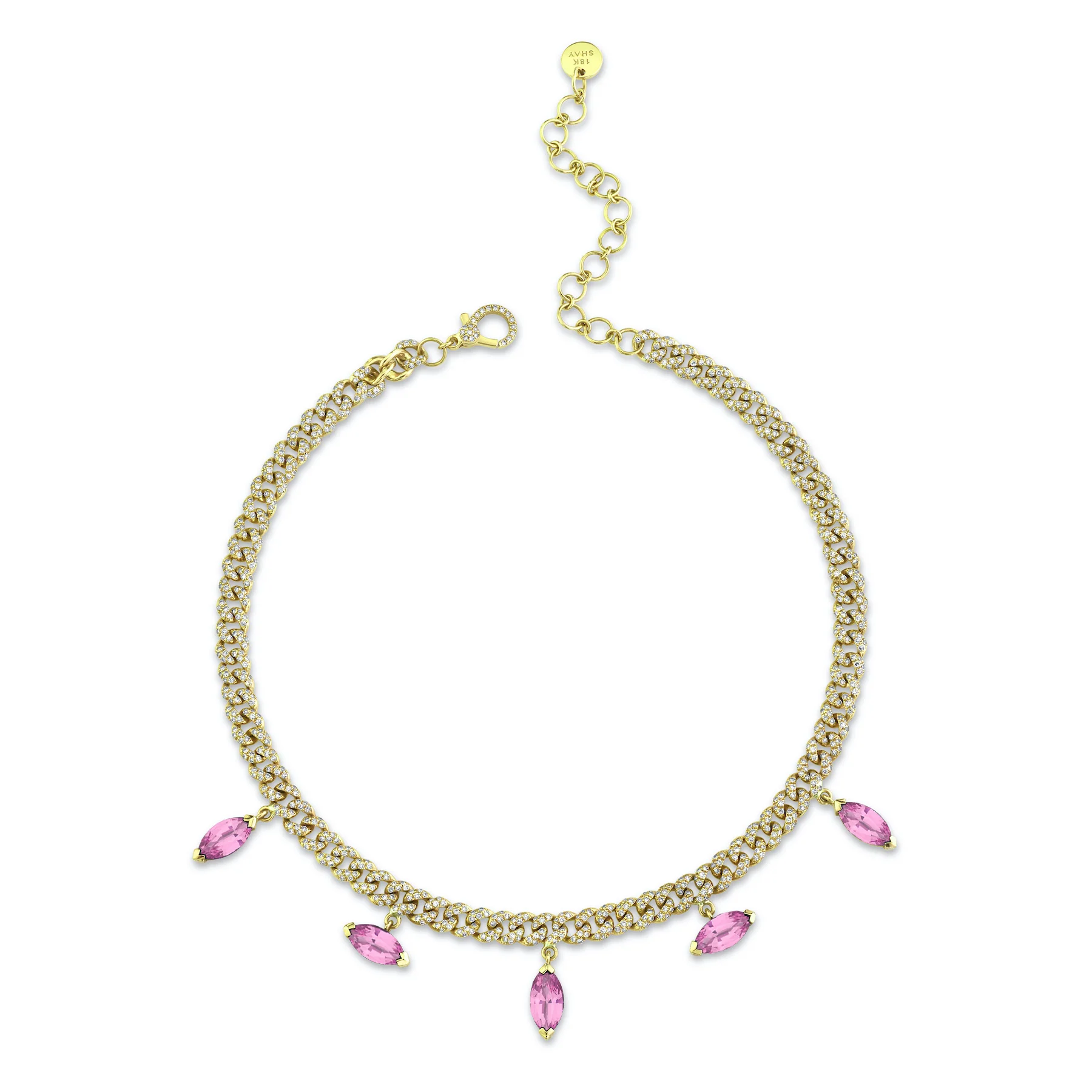 PINK SAPPHIRE MARQUISE DROP CHOKER - Image 3