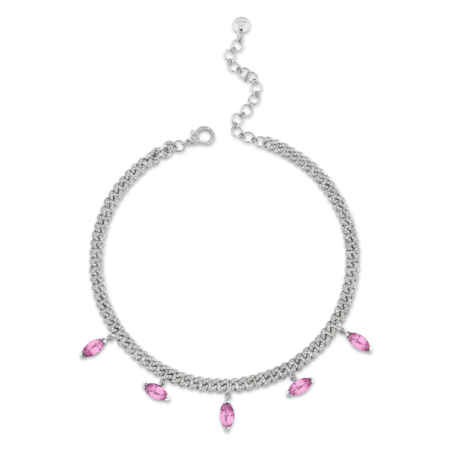 PINK SAPPHIRE MARQUISE DROP CHOKER - Image 4