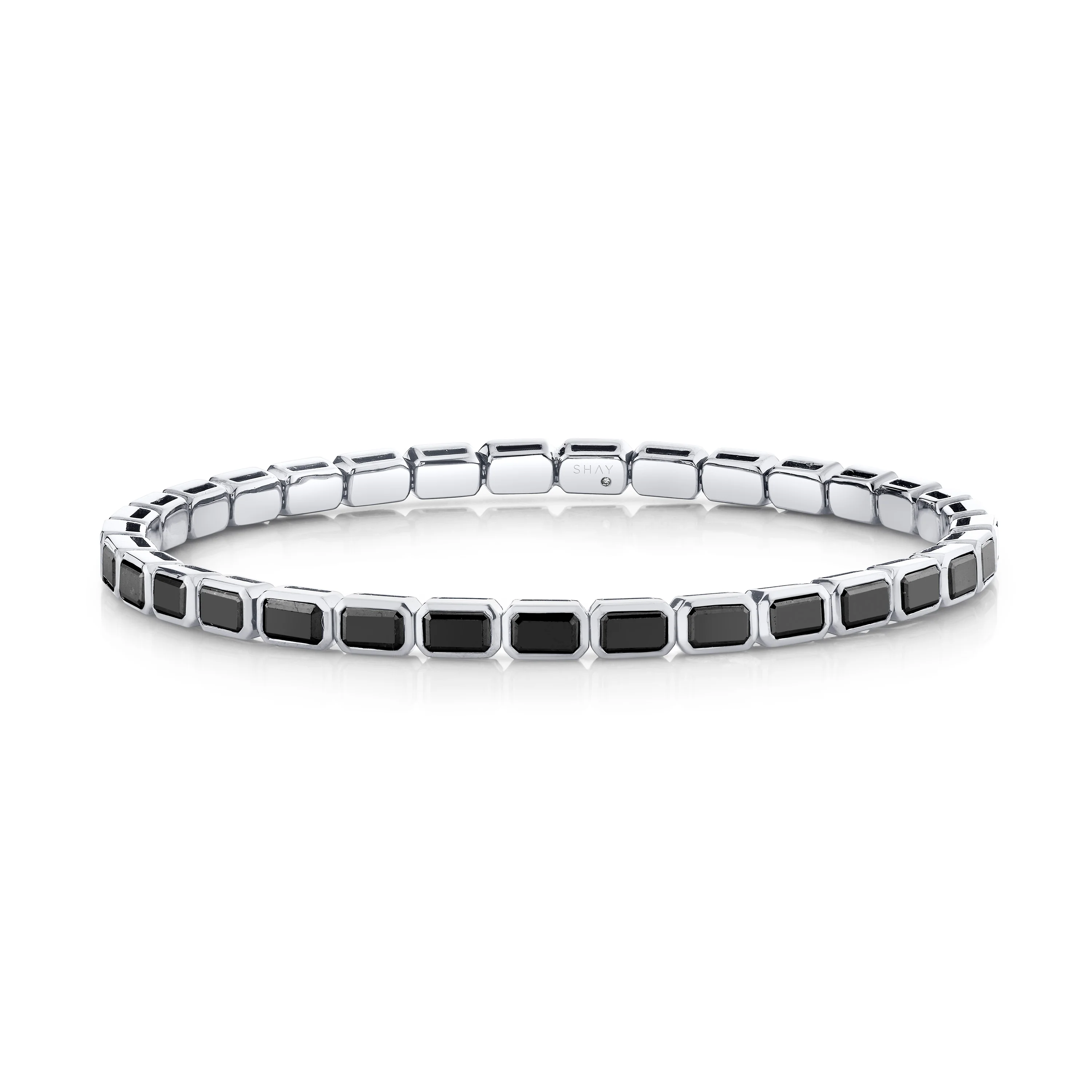 MEN'S BLACK DIAMOND BEZEL STRETCH BRACELET - Image 3